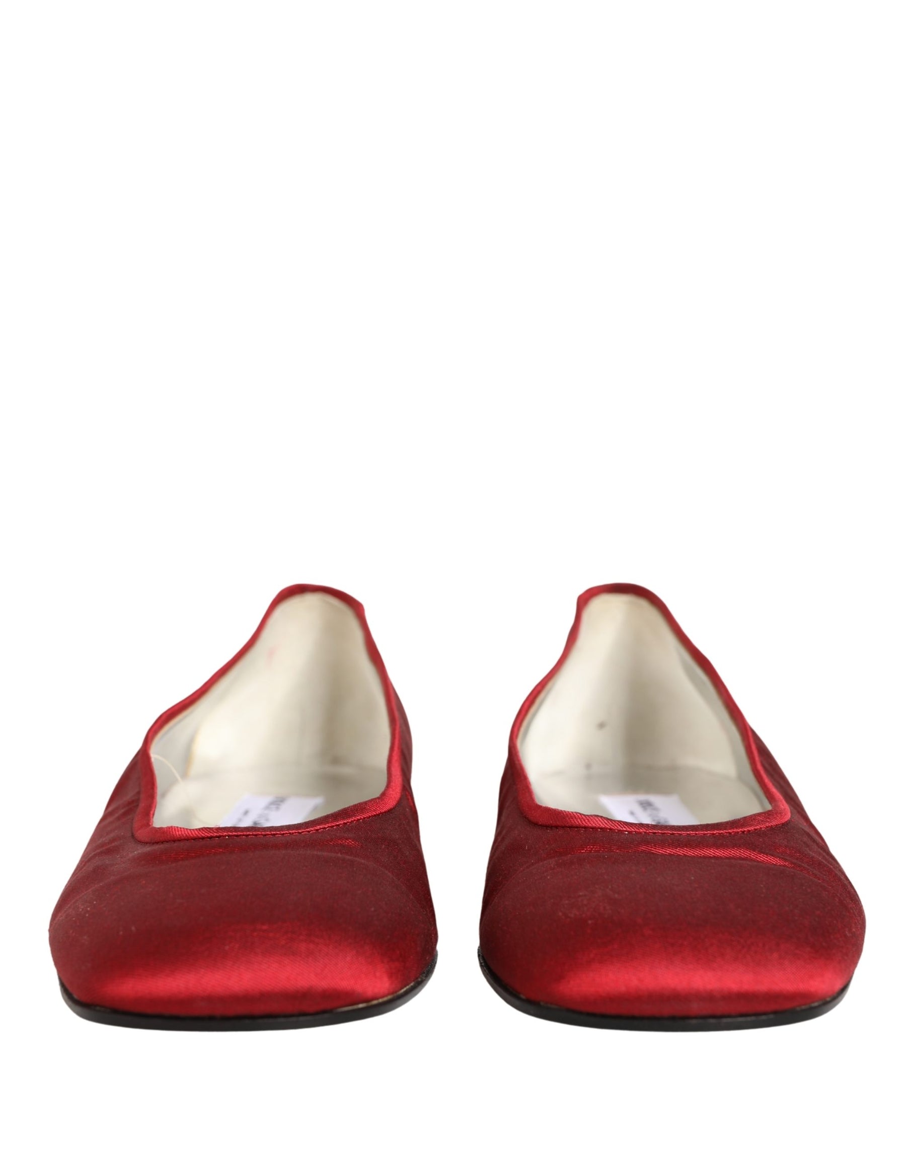 Dolce & Gabbana Red Satin Fabric Ballet Slip On Flats Shoes | Regal Royce