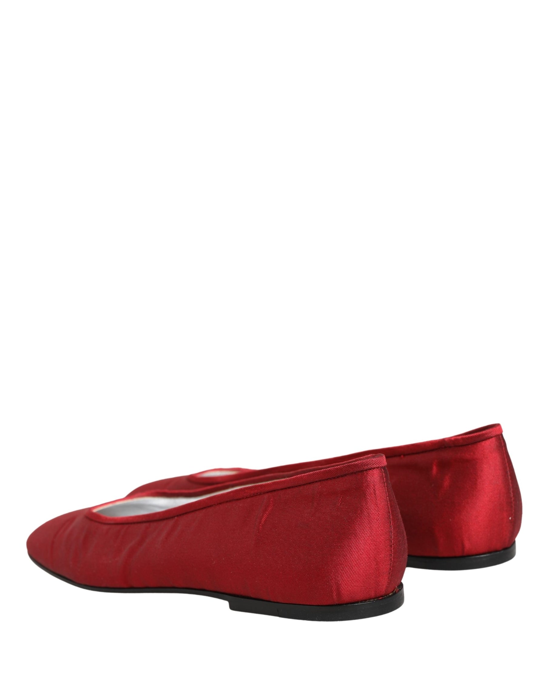 Dolce & Gabbana Red Satin Fabric Ballet Slip On Flats Shoes | Regal Royce
