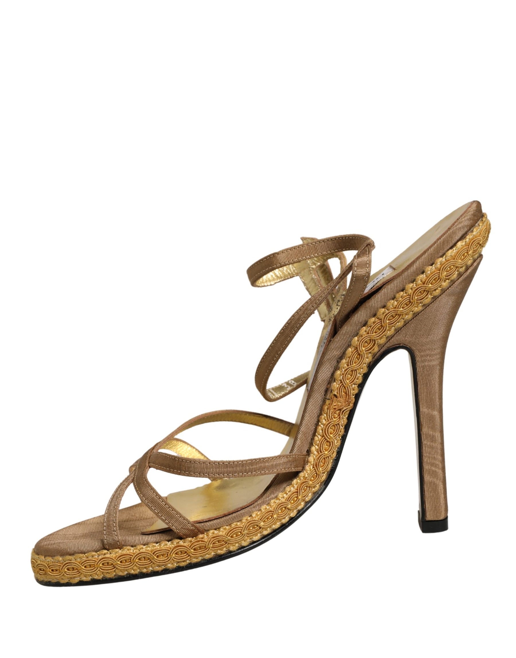 Dolce & Gabbana Brown Braided Ankle Strap Heels Sandals Shoes | Regal Royce