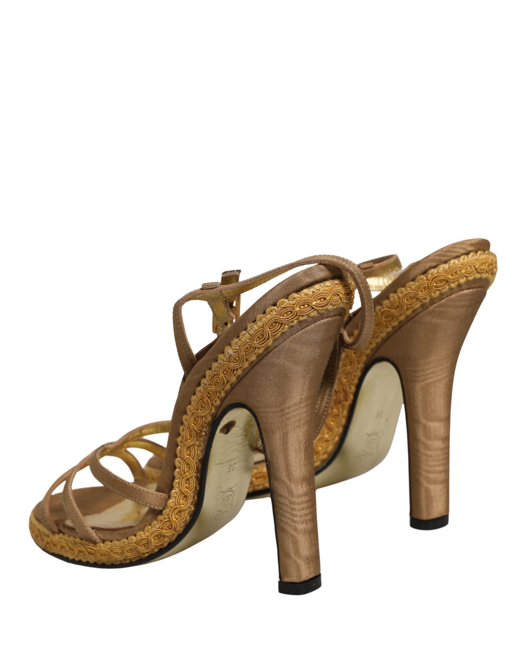 Dolce & Gabbana Brown Braided Ankle Strap Heels Sandals Shoes | Regal Royce