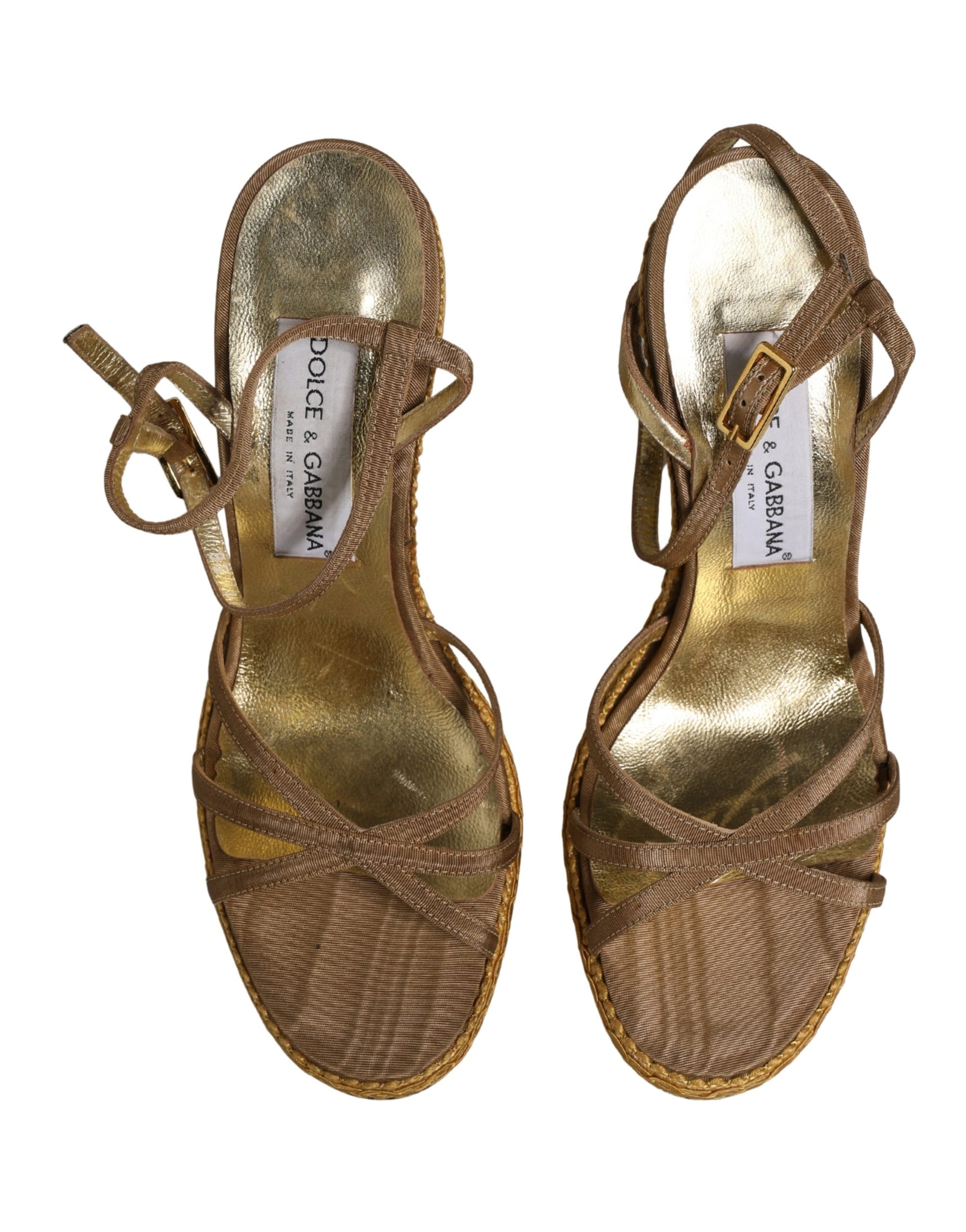 Dolce & Gabbana Brown Braided Ankle Strap Heels Sandals Shoes | Regal Royce