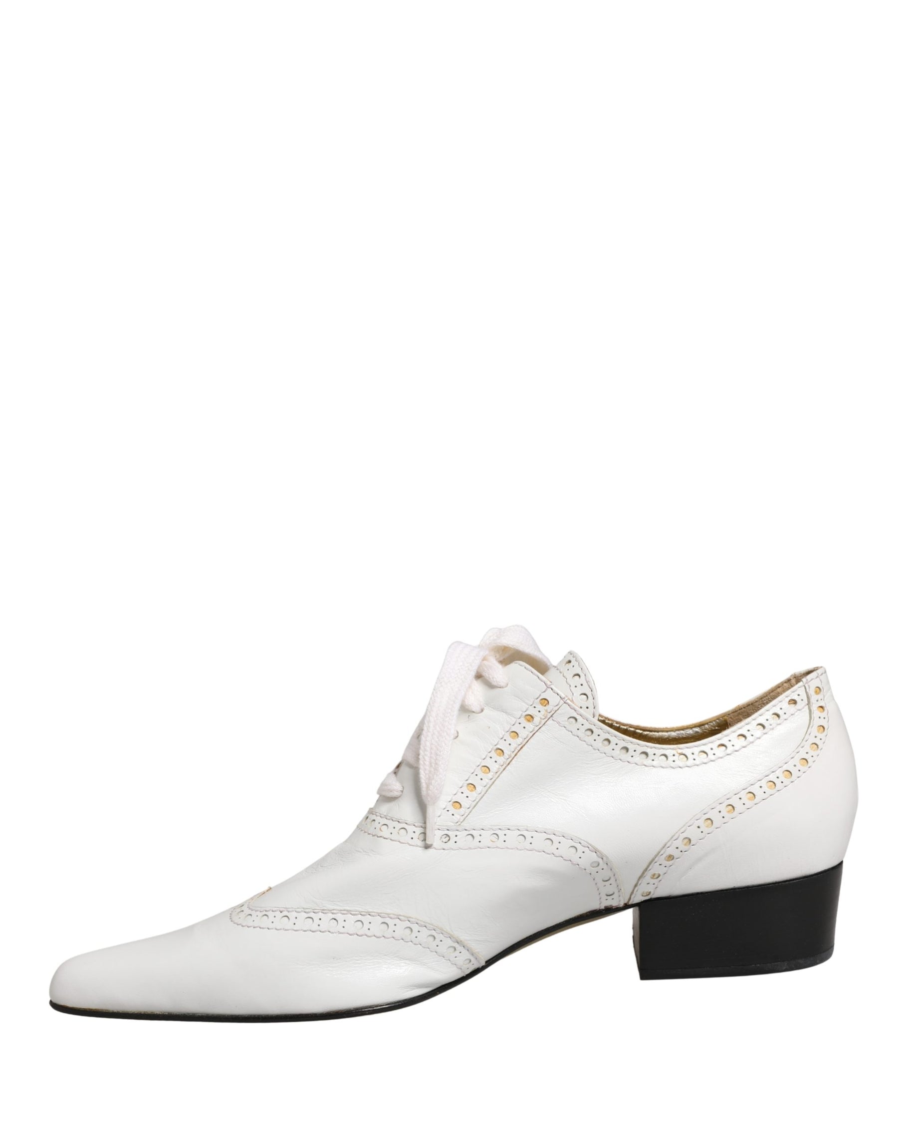 Dolce & Gabbana White Leather Brogue Oxford Lace Up Shoes | Regal Royce