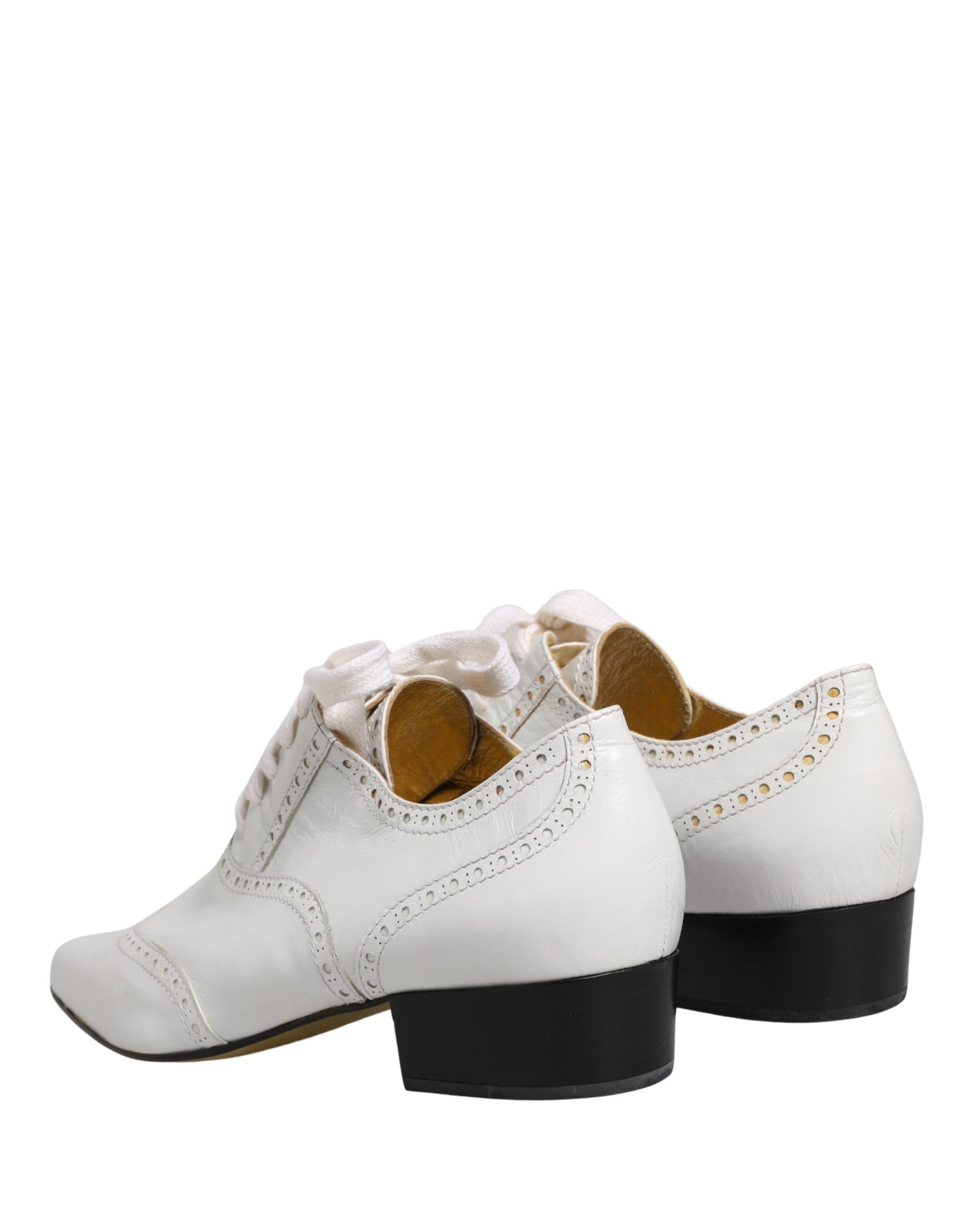 Dolce & Gabbana White Leather Brogue Oxford Lace Up Shoes | Regal Royce