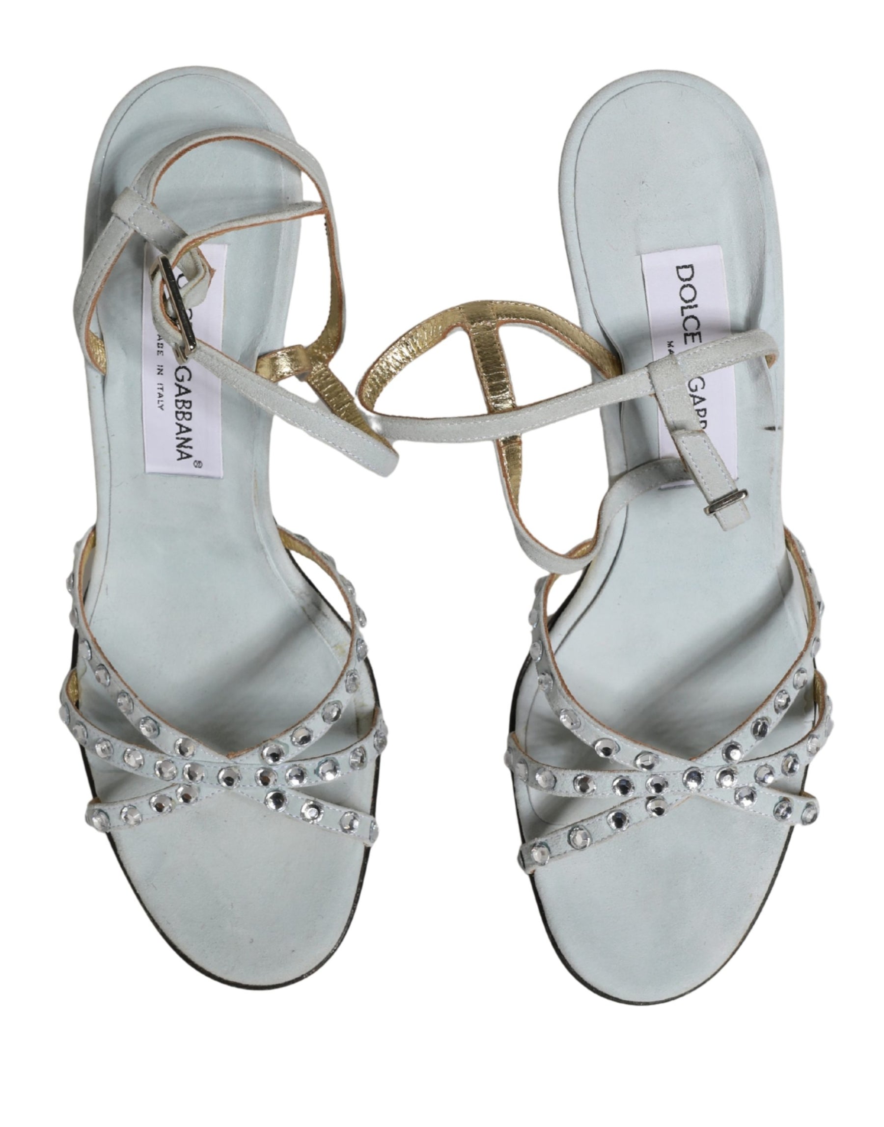 Dolce & Gabbana White Rhinestone High Heeled Sandals Shoes | Regal Royce