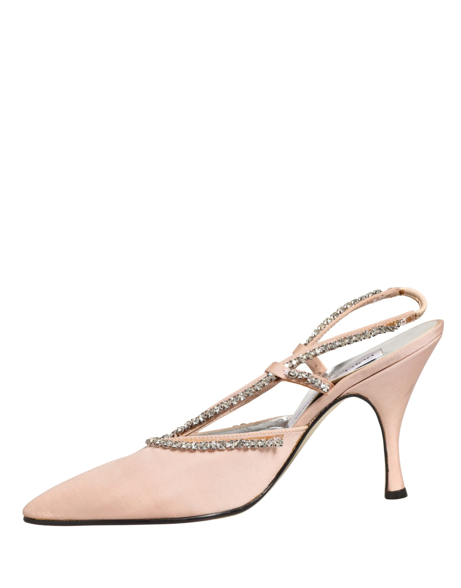 Dolce & Gabbana Beige Crystal Heels Slingbacks Sandals Shoes | Regal Royce