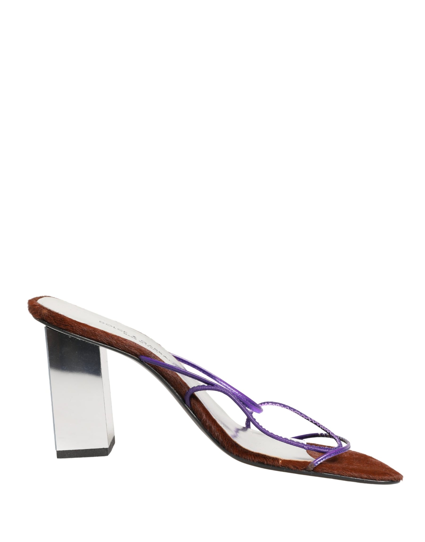Dolce & Gabbana Silver Block Heels Slip On Sandals Shoes | Regal Royce
