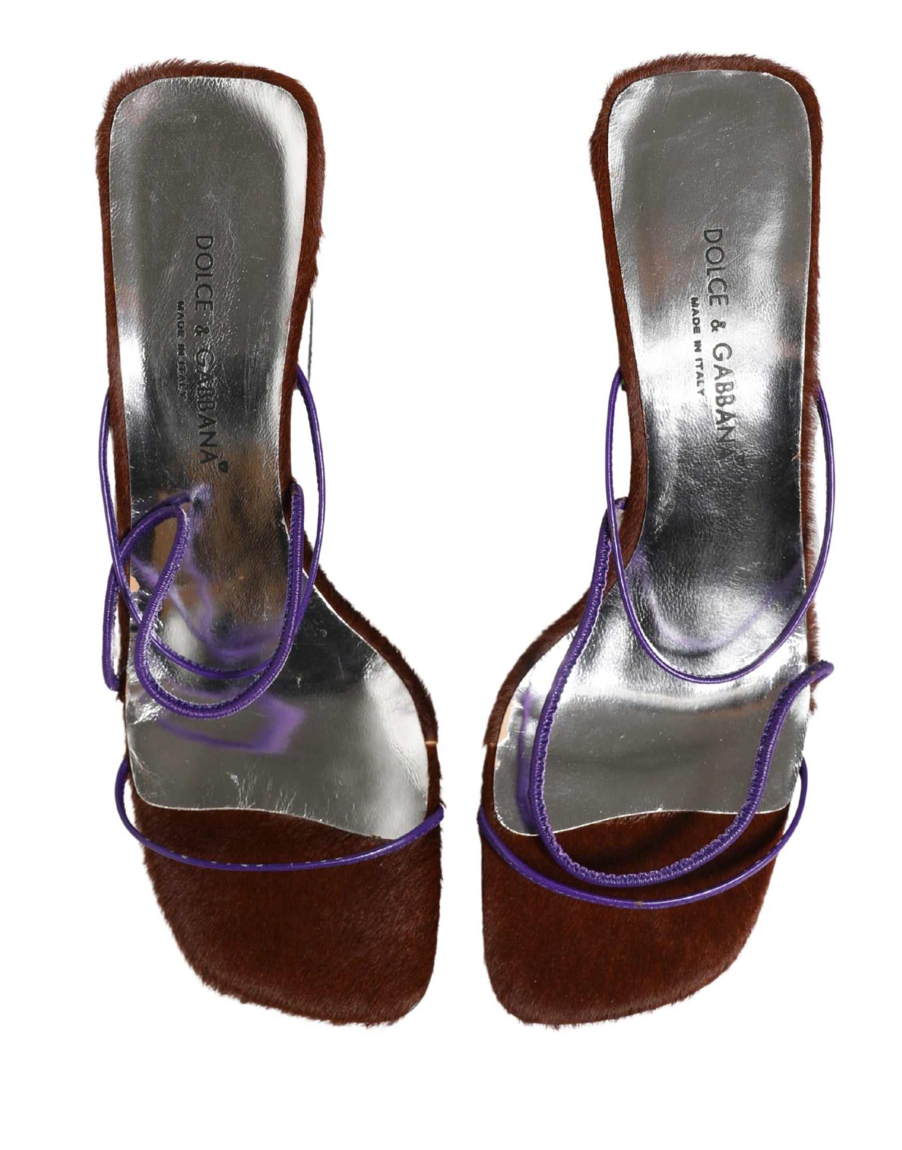 Dolce & Gabbana Silver Block Heels Slip On Sandals Shoes | Regal Royce