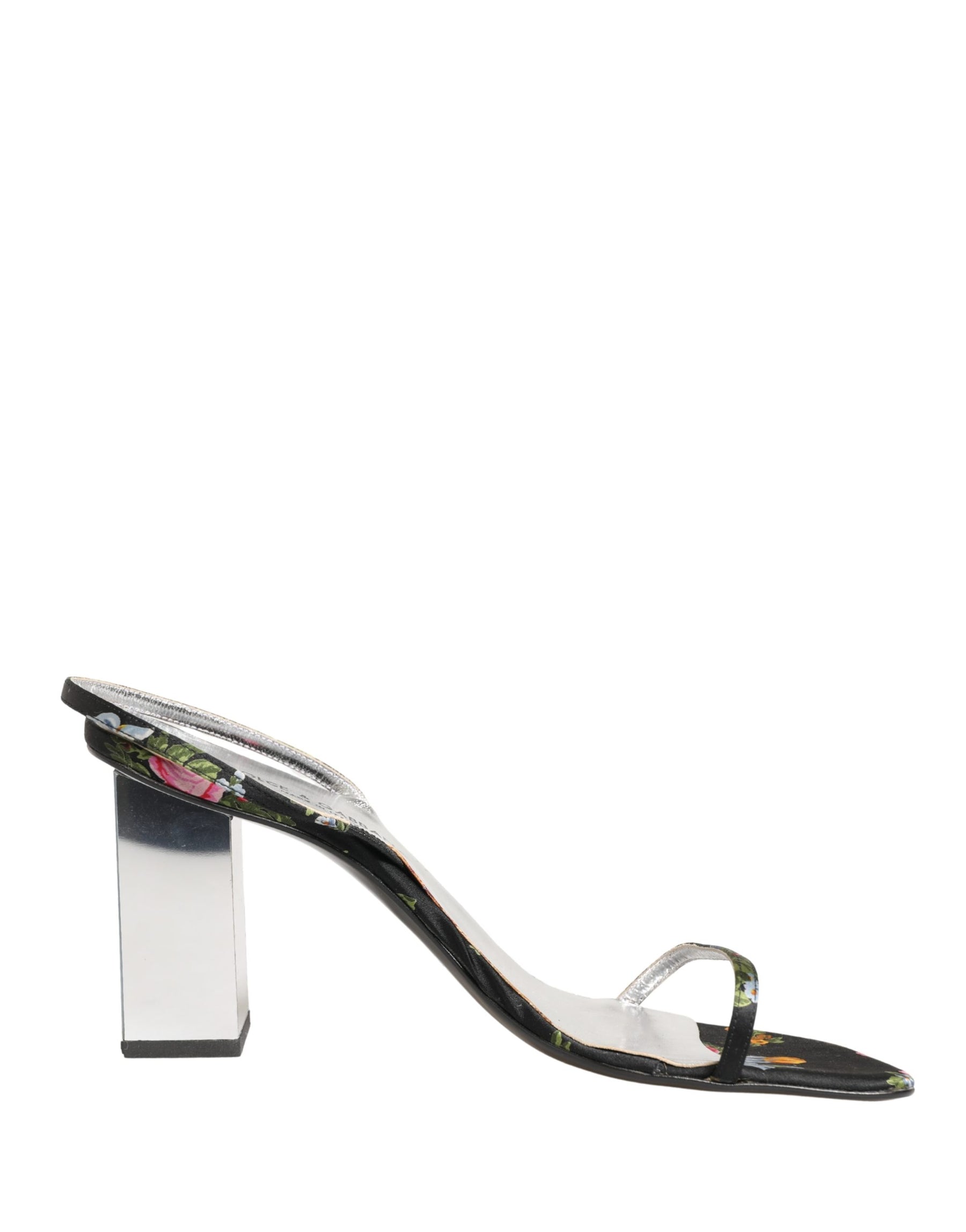Dolce & Gabbana Black Silver Floral Block Heels Sandals Shoes | Regal Royce
