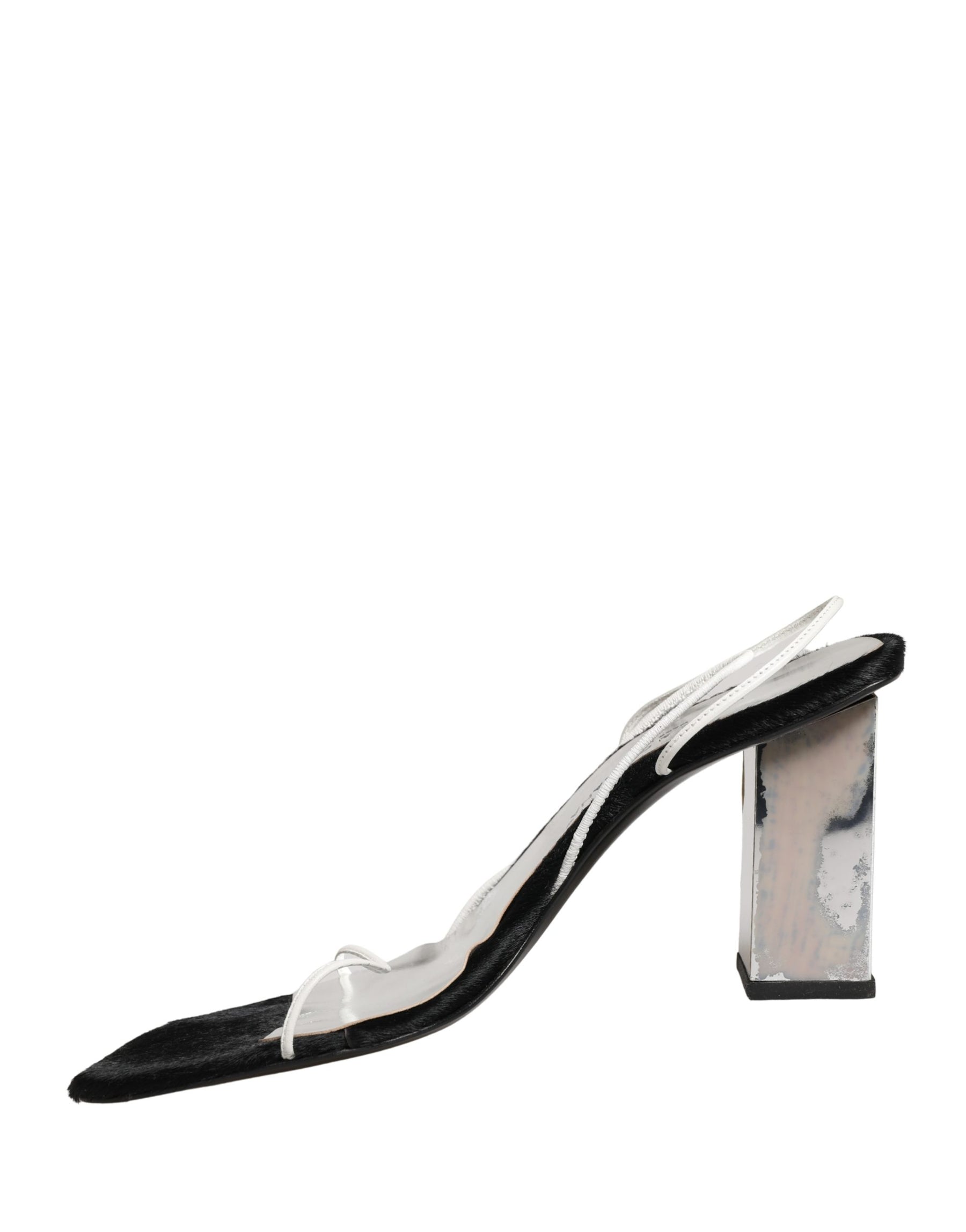 Dolce & Gabbana Silver Black Leather Block Heels Sandals Shoes | Regal Royce