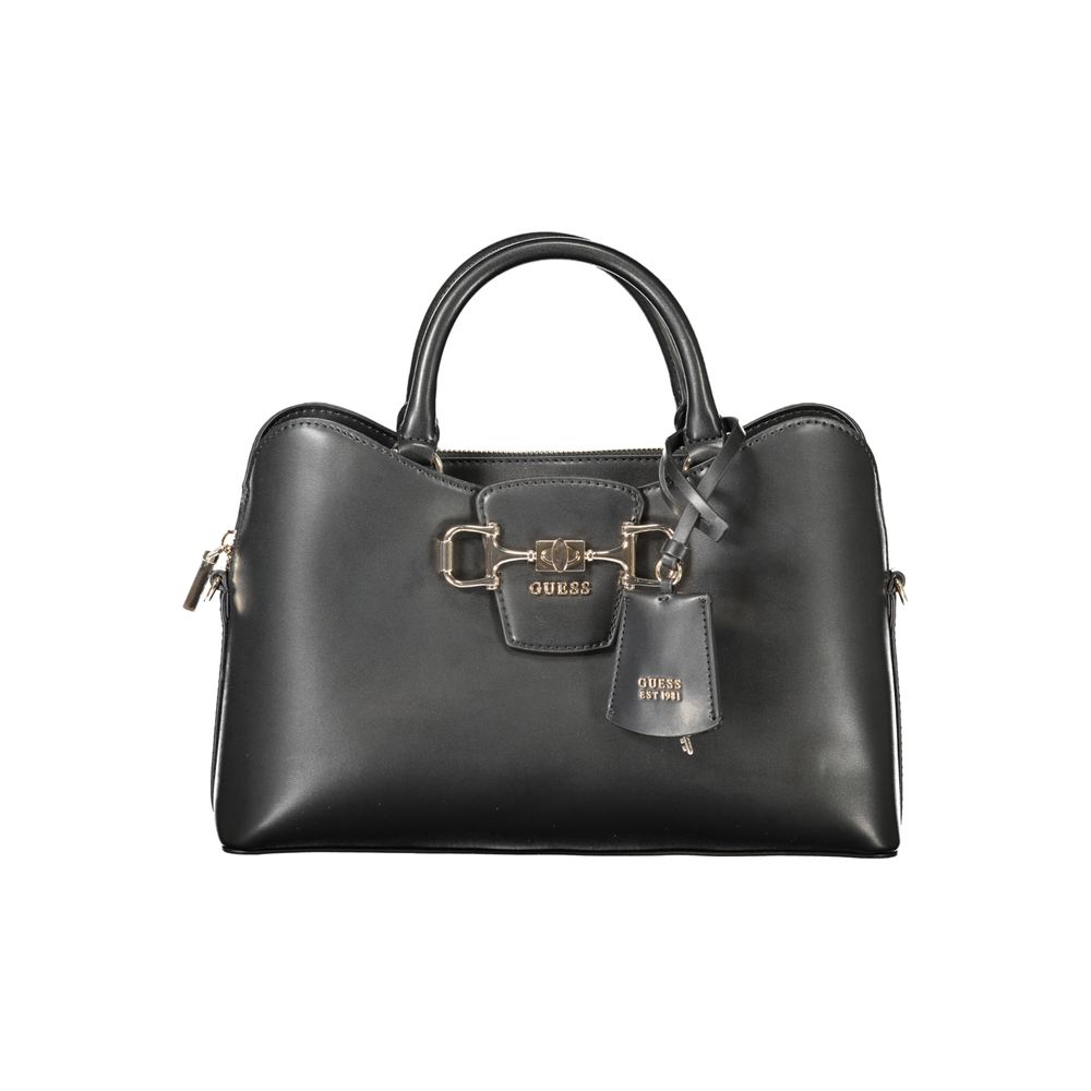 Guess Jeans Black Polyurethane Women's Handbag | Regal Royce