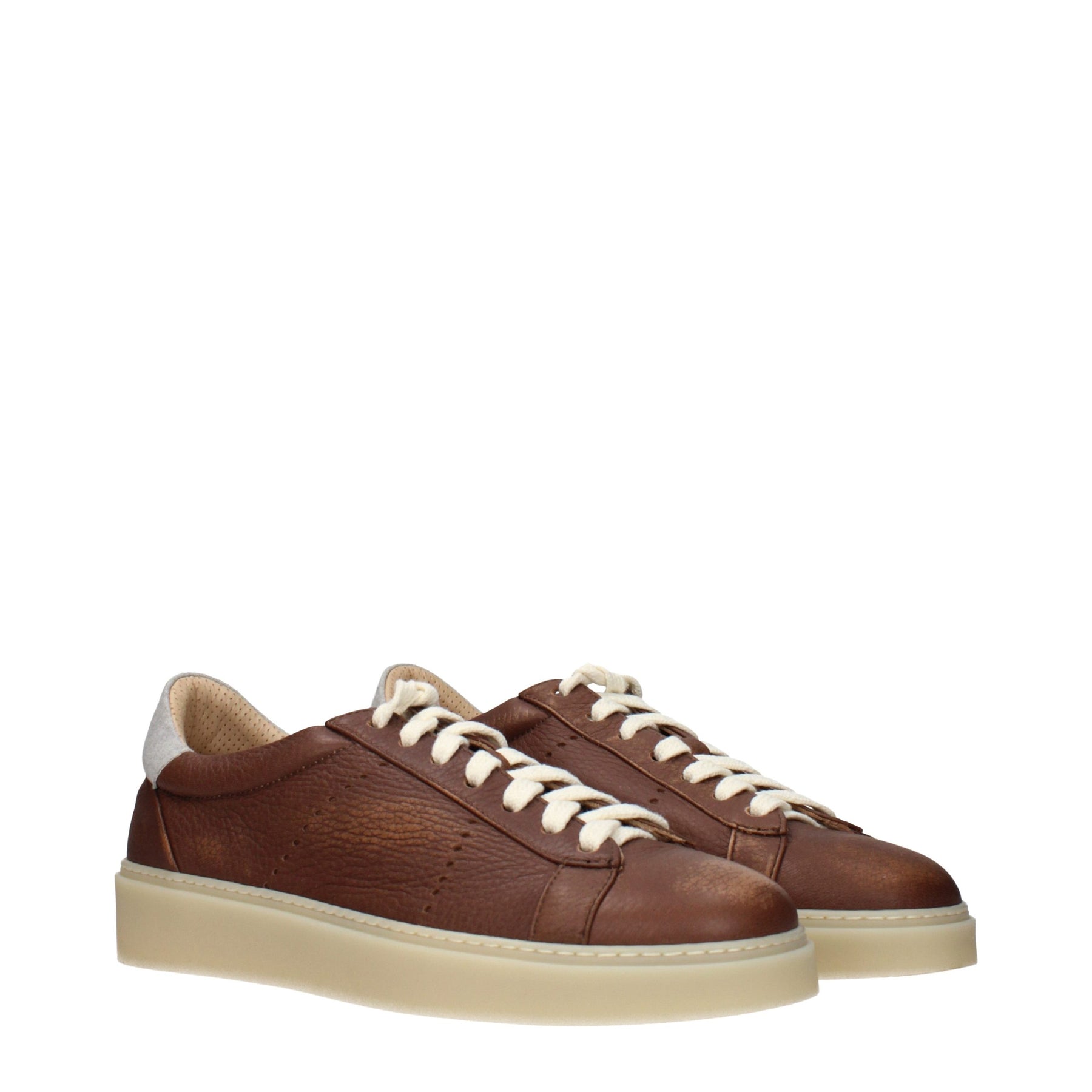 Eleventy Brown Leather Low Top Sneakers | Regal Royce