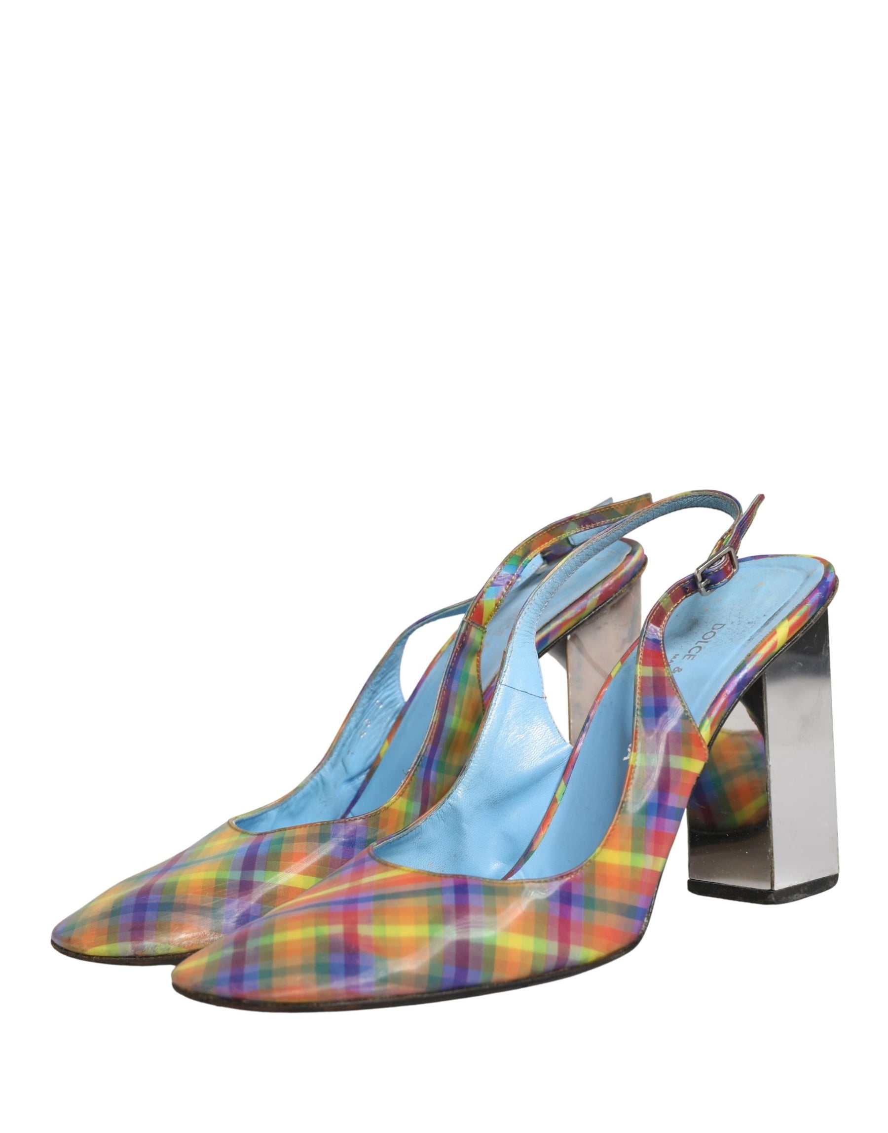 Dolce & Gabbana Multicolor Plaid Heels Slingback Sandals Shoes | Regal Royce