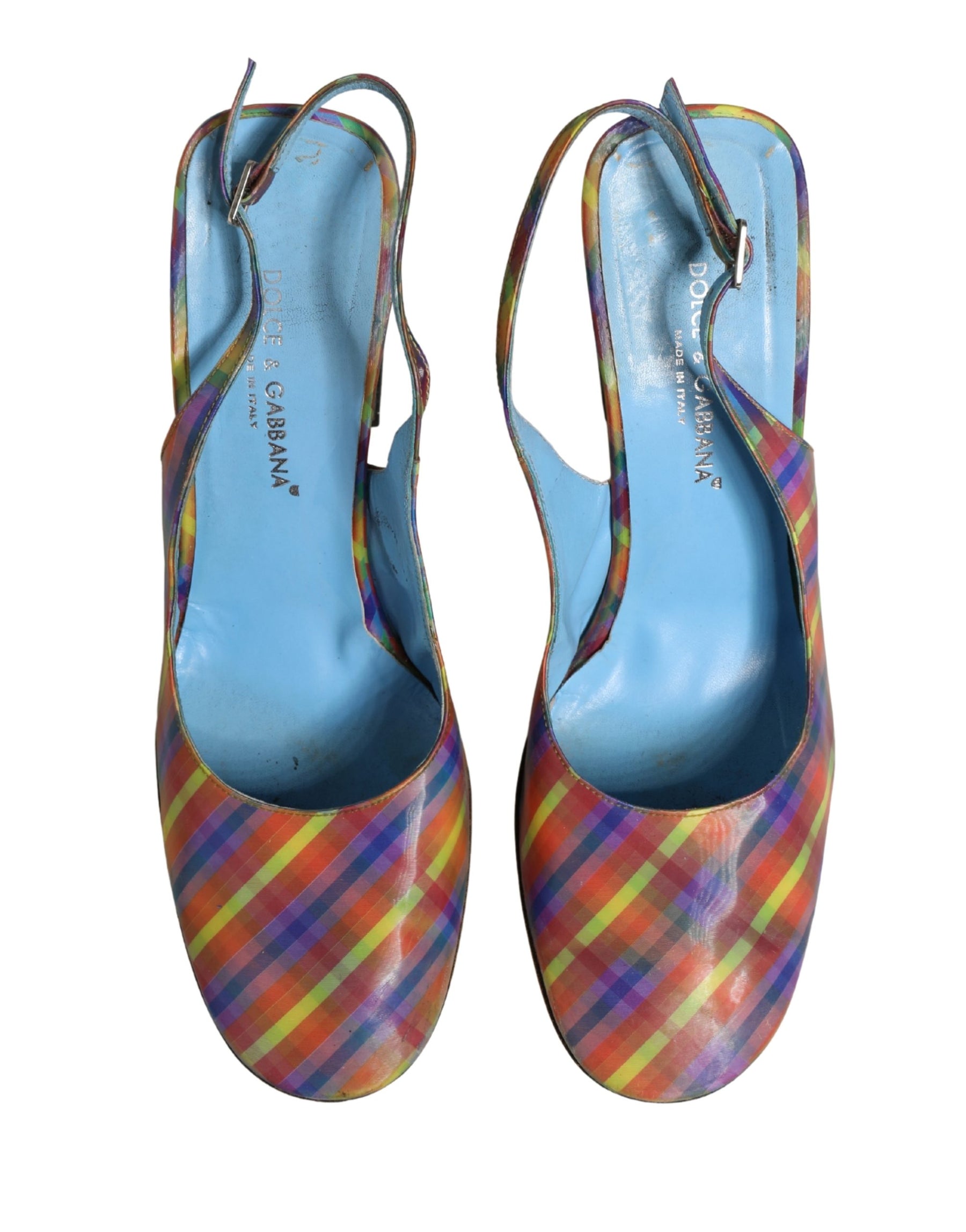 Dolce & Gabbana Multicolor Plaid Heels Slingback Sandals Shoes | Regal Royce