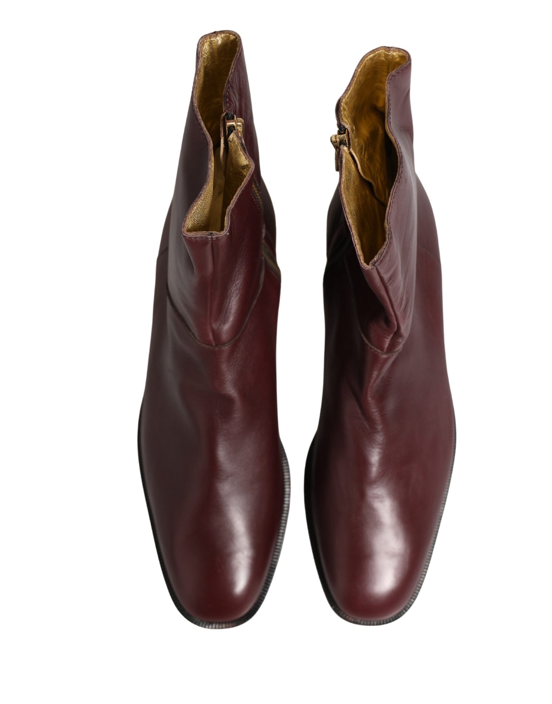 Dolce & Gabbana Maroon Leather Flats Biker Ankle Boots Shoes | Regal Royce