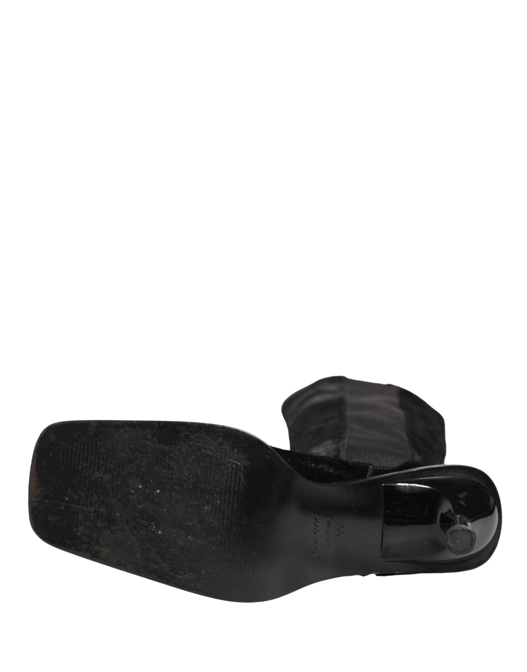 Dolce & Gabbana Black Suede Leather Knee High Boots Shoes | Regal Royce