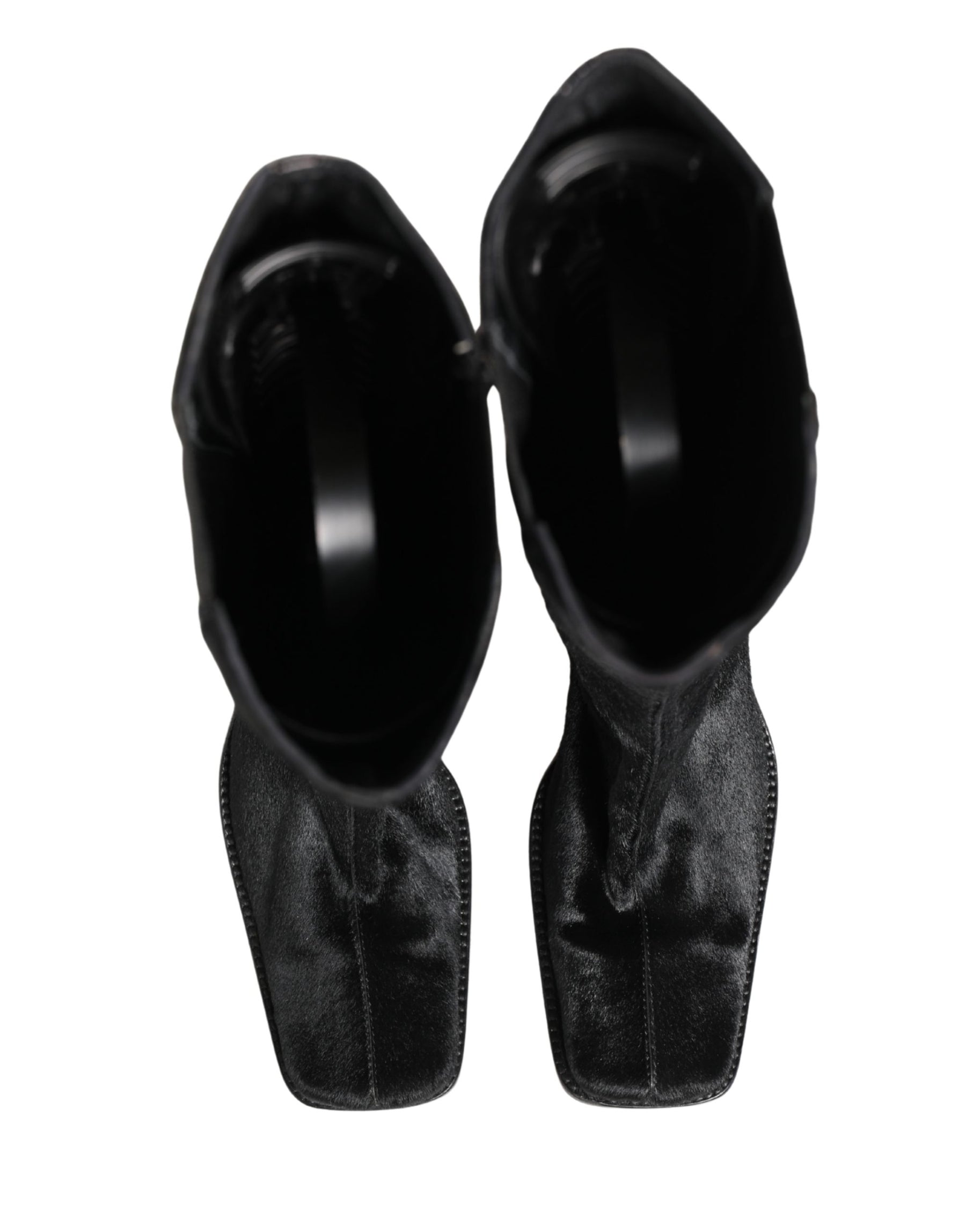 Dolce & Gabbana Black Suede Leather Knee High Boots Shoes | Regal Royce