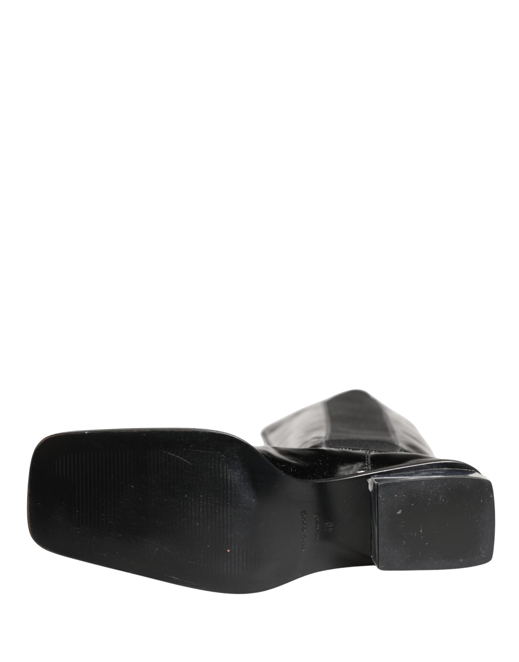 Dolce & Gabbana Black Patent Leather Knee High Boots Shoes | Regal Royce