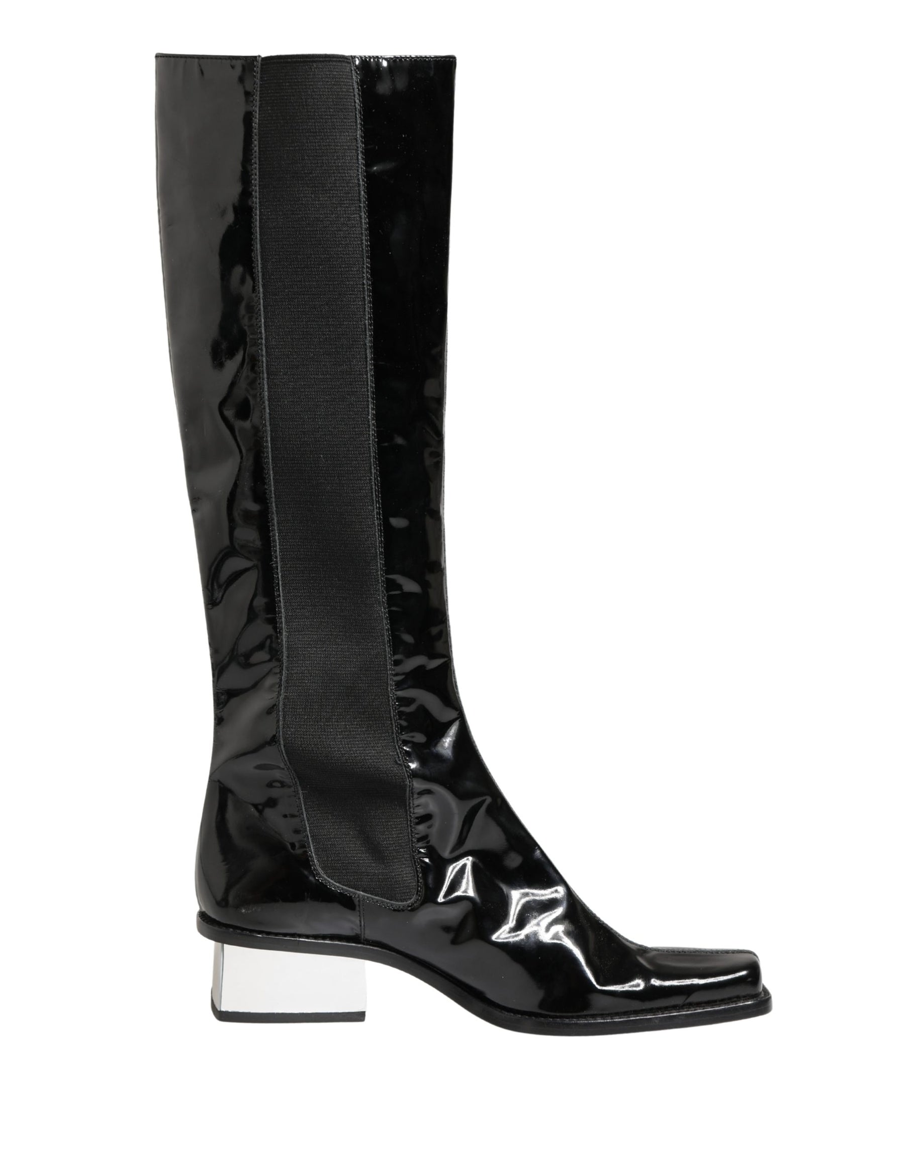Dolce & Gabbana Black Patent Leather Knee High Boots Shoes | Regal Royce