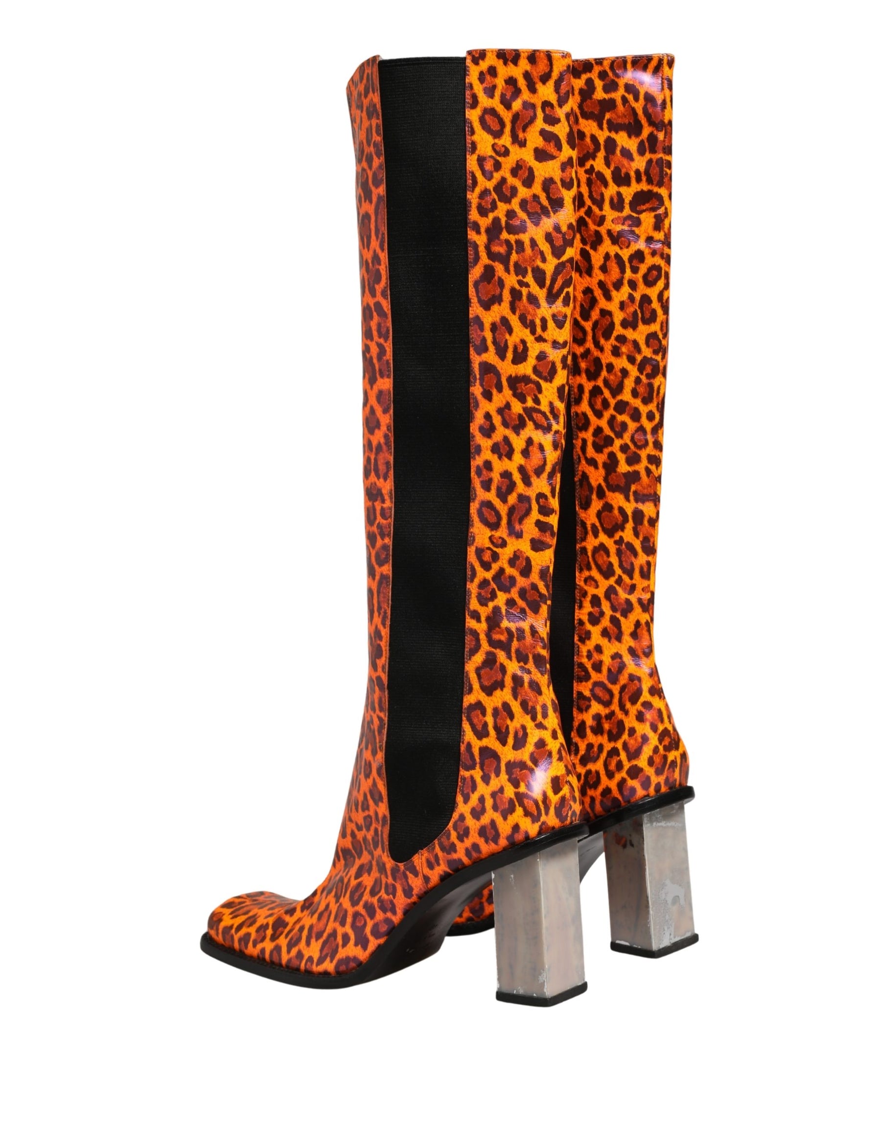 Dolce & Gabbana Brown Leopard Leather Knee High Boots Shoes | Regal Royce