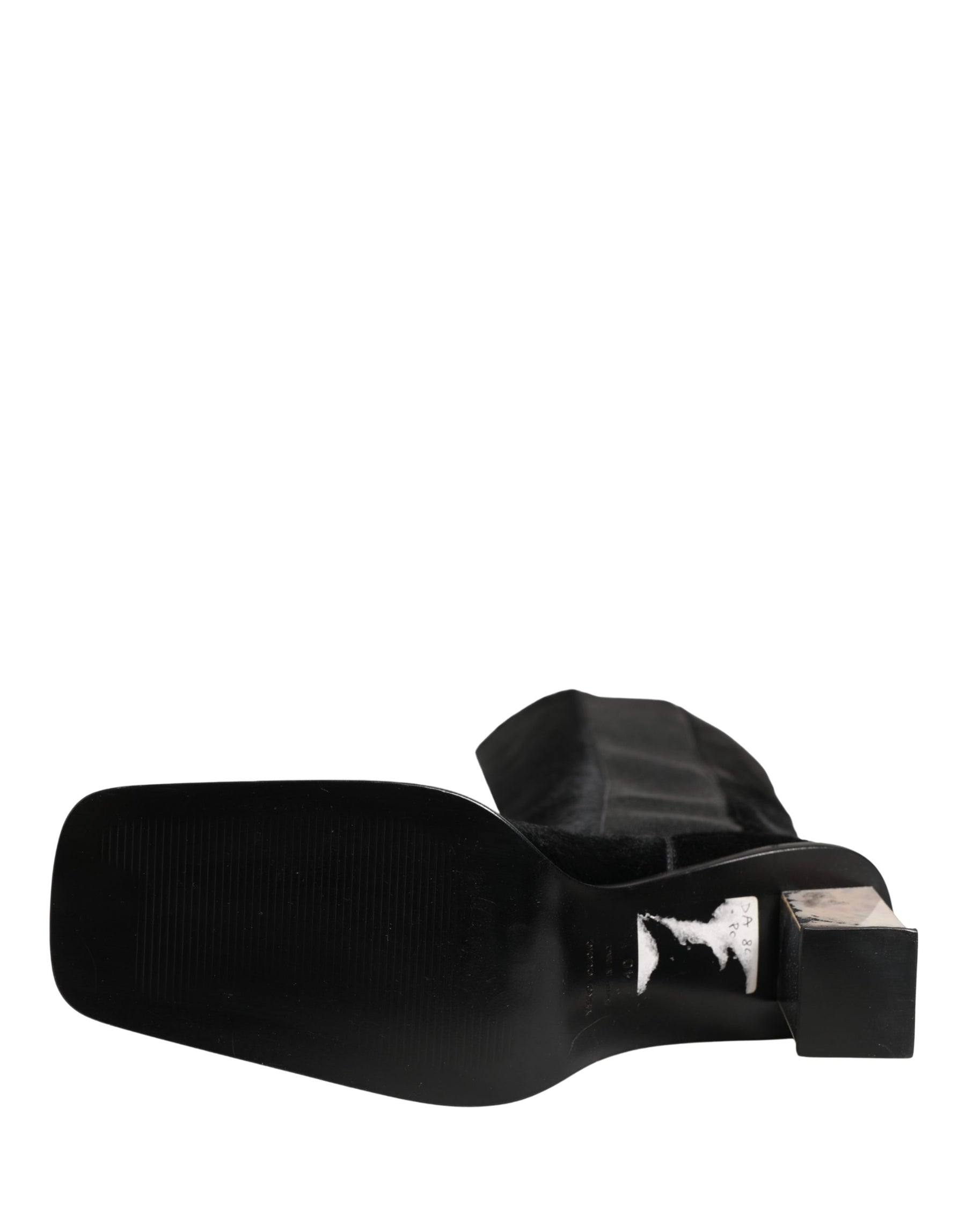 Dolce & Gabbana White Black Leather Knee High Boots Shoes | Regal Royce