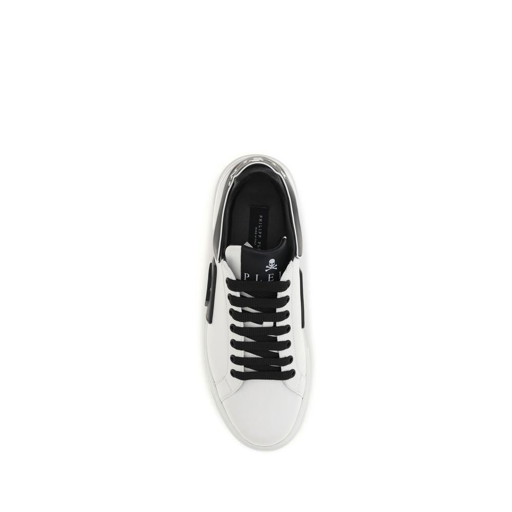 Philipp Plein White Calf Leather Bos Taurus Low Top Sneakers | Regal Royce