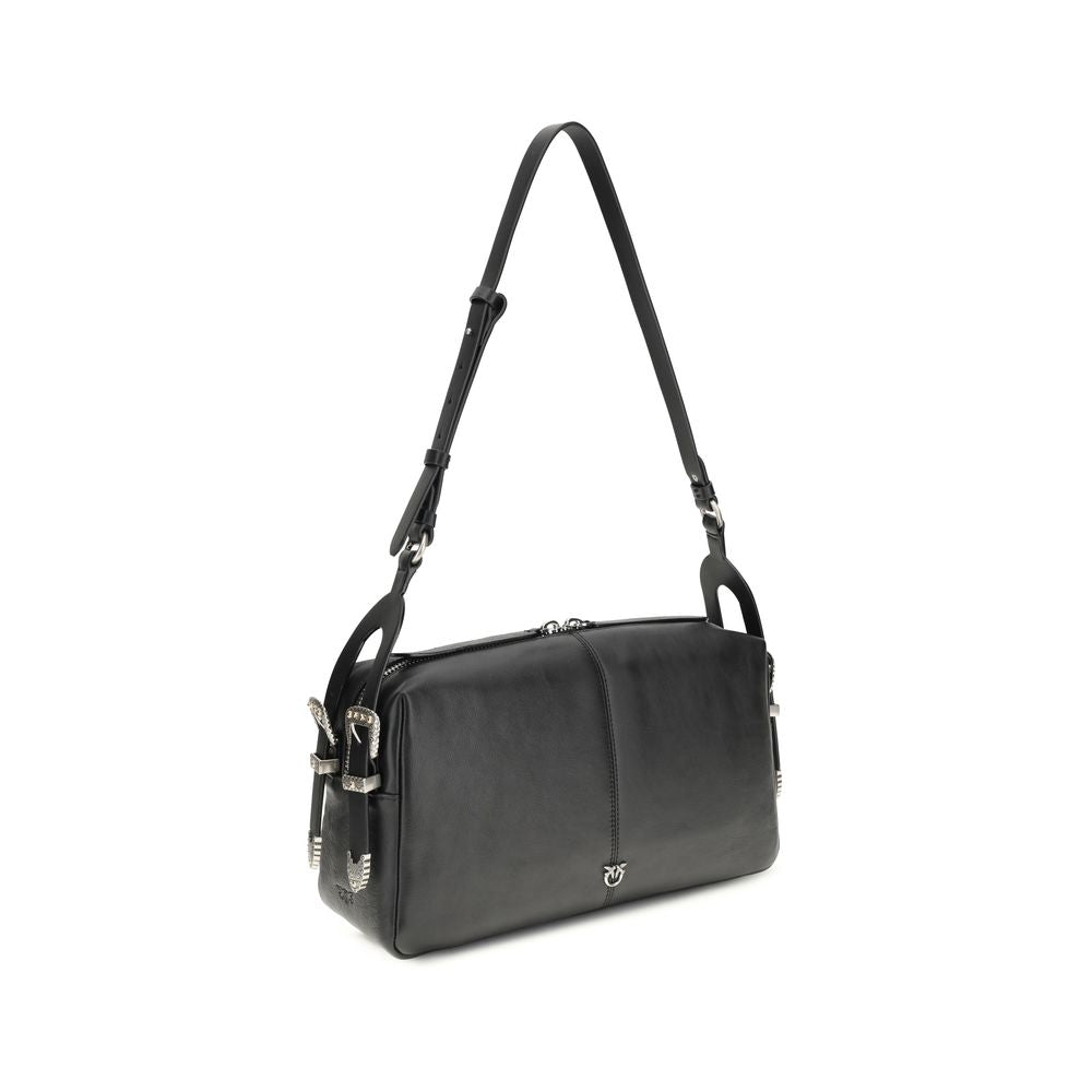 PINKO Black Calf Leather Bos Taurus Shoulder Bag | Regal Royce
