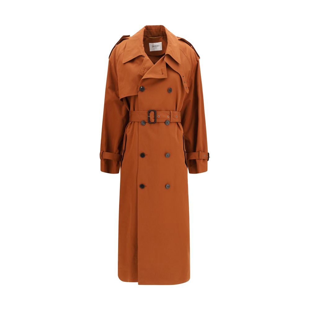 Saint Laurent Brown Cotton Trench Coat | Regal Royce