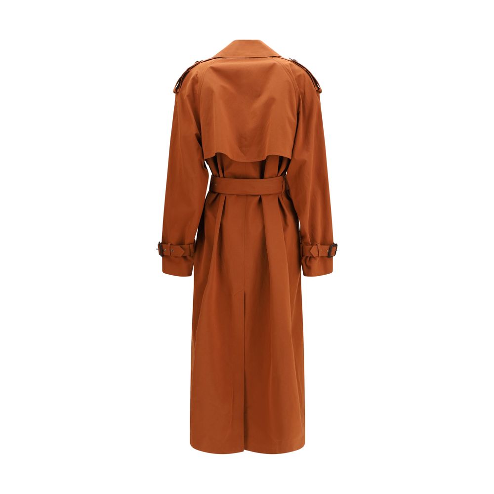 Saint Laurent Brown Cotton Trench Coat | Regal Royce
