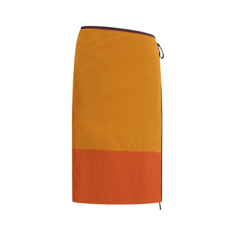 Saint Laurent Orange Nylon Midi Skirt | Regal Royce