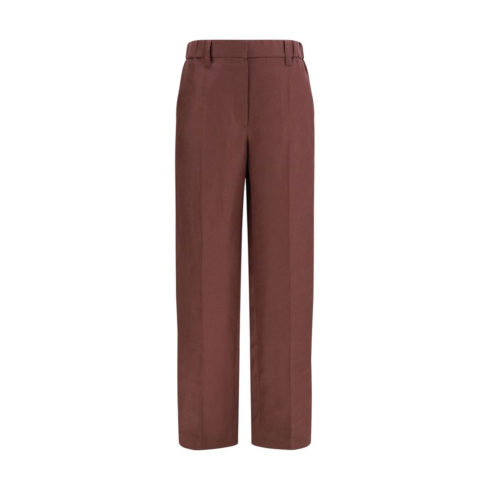 Brunello Cucinelli Brown Linen Casual Pants | Regal Royce