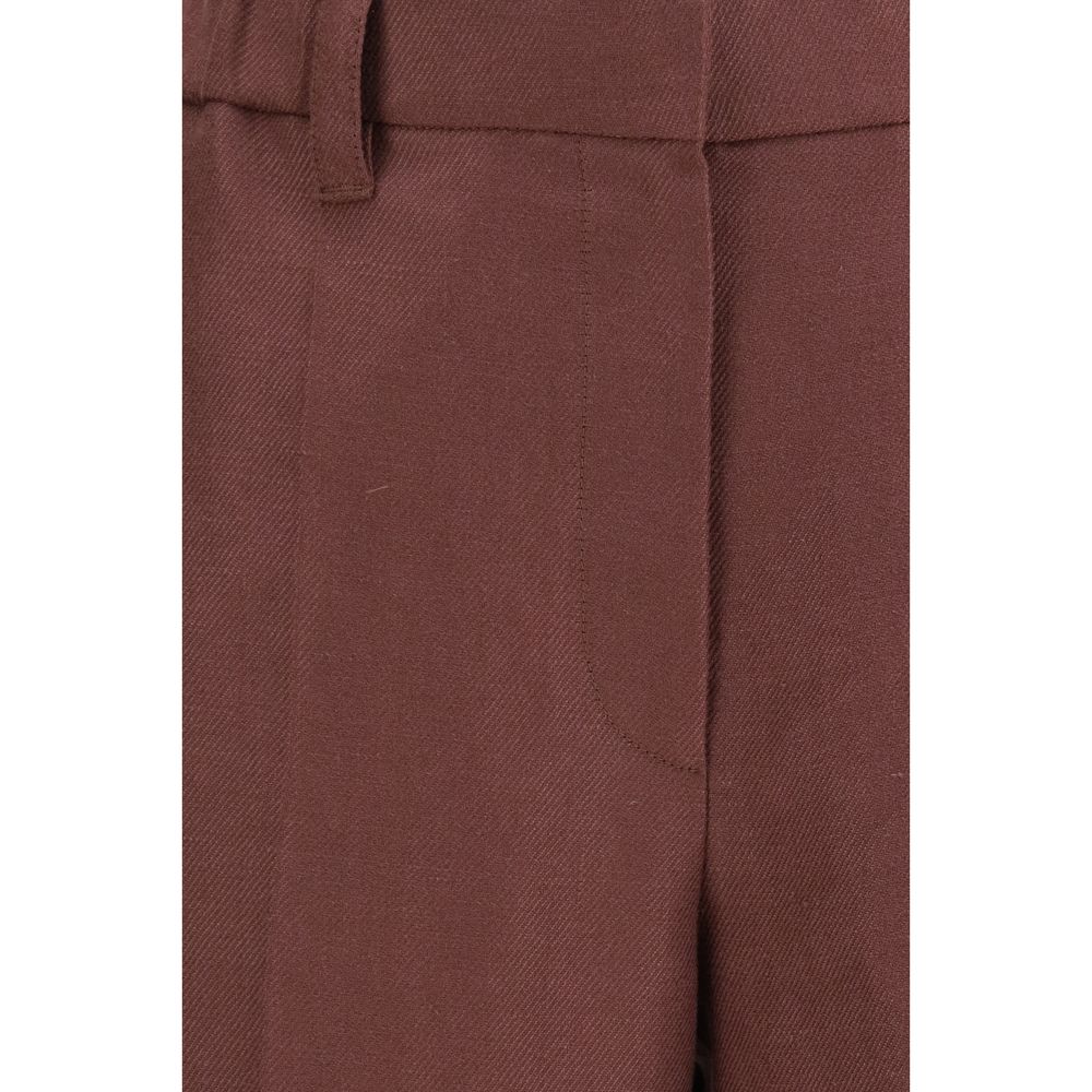 Brunello Cucinelli Brown Linen Casual Pants | Regal Royce