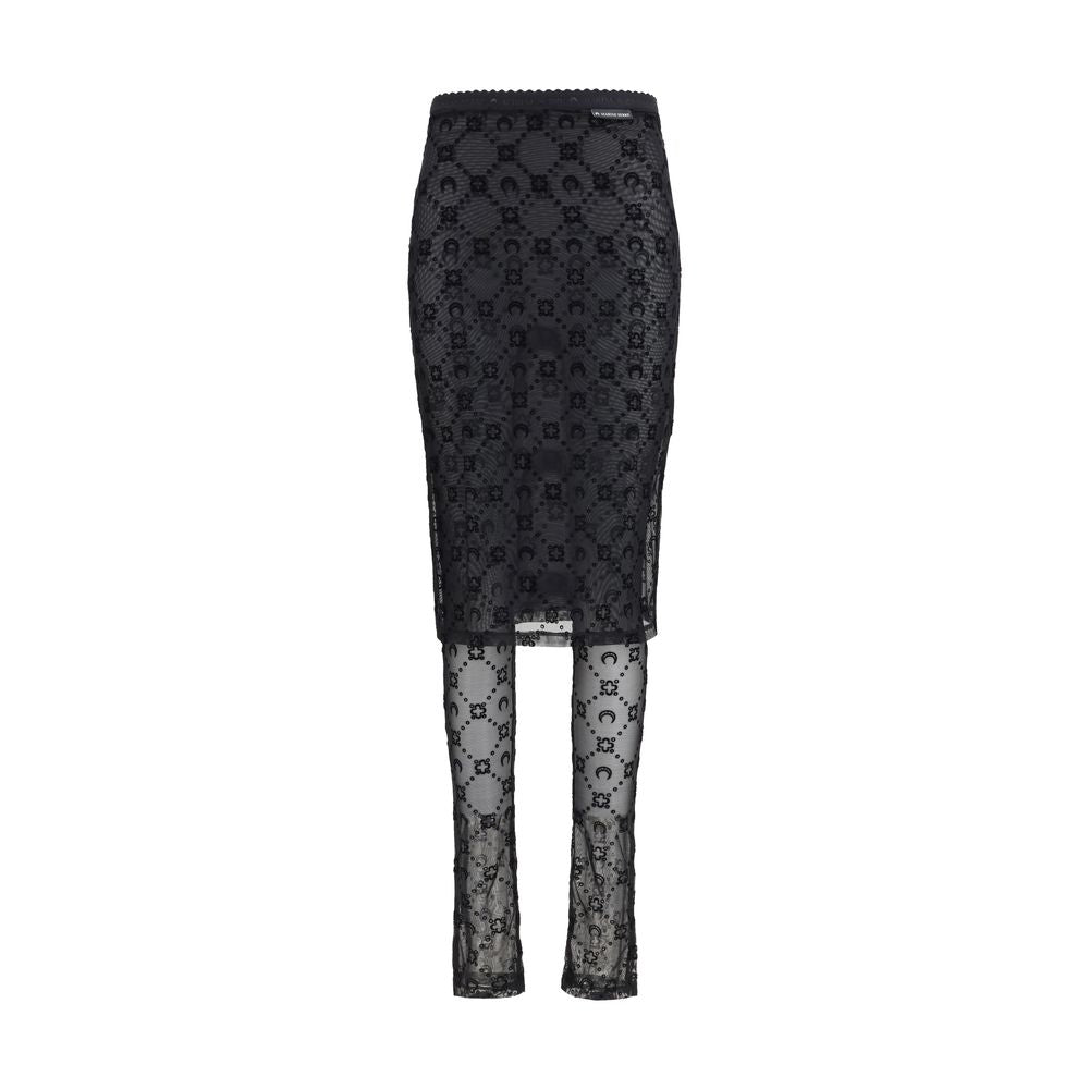 Marine Serre Black Recycled Polyamide Midi Skirt | Regal Royce
