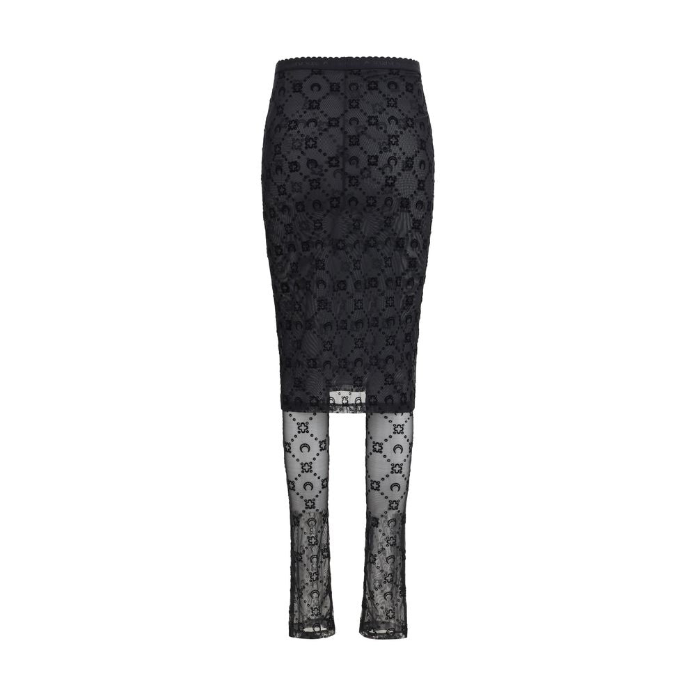 Marine Serre Black Recycled Polyamide Midi Skirt | Regal Royce