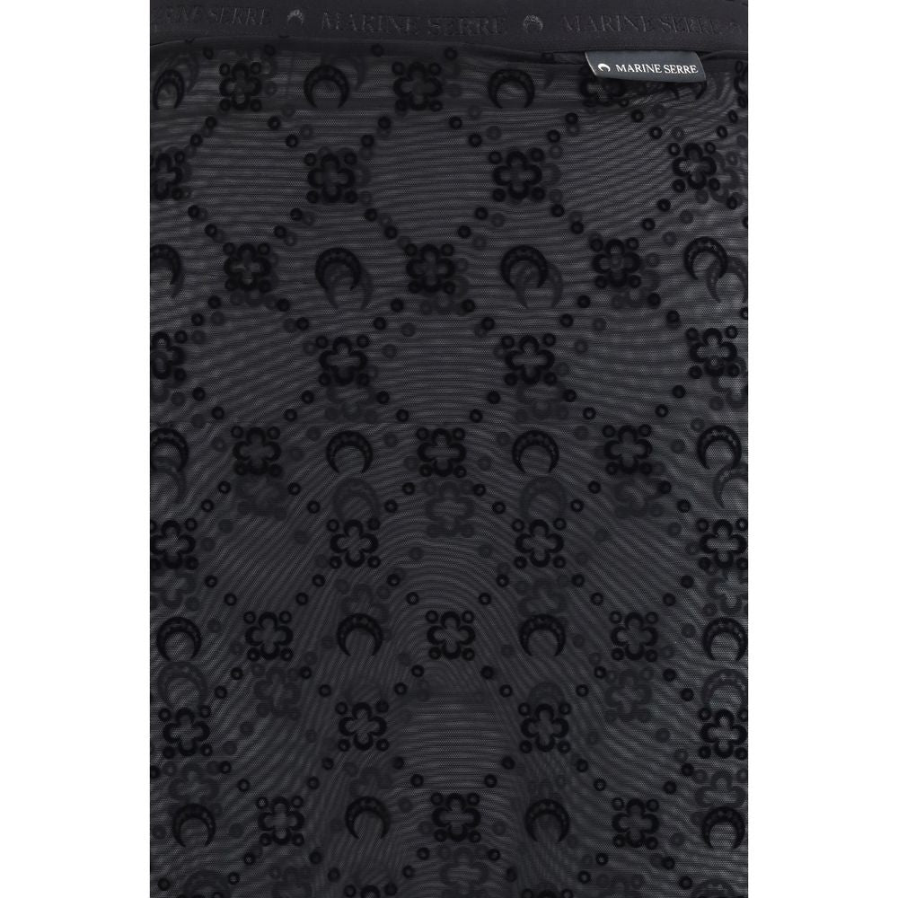 Marine Serre Black Recycled Polyamide Midi Skirt | Regal Royce