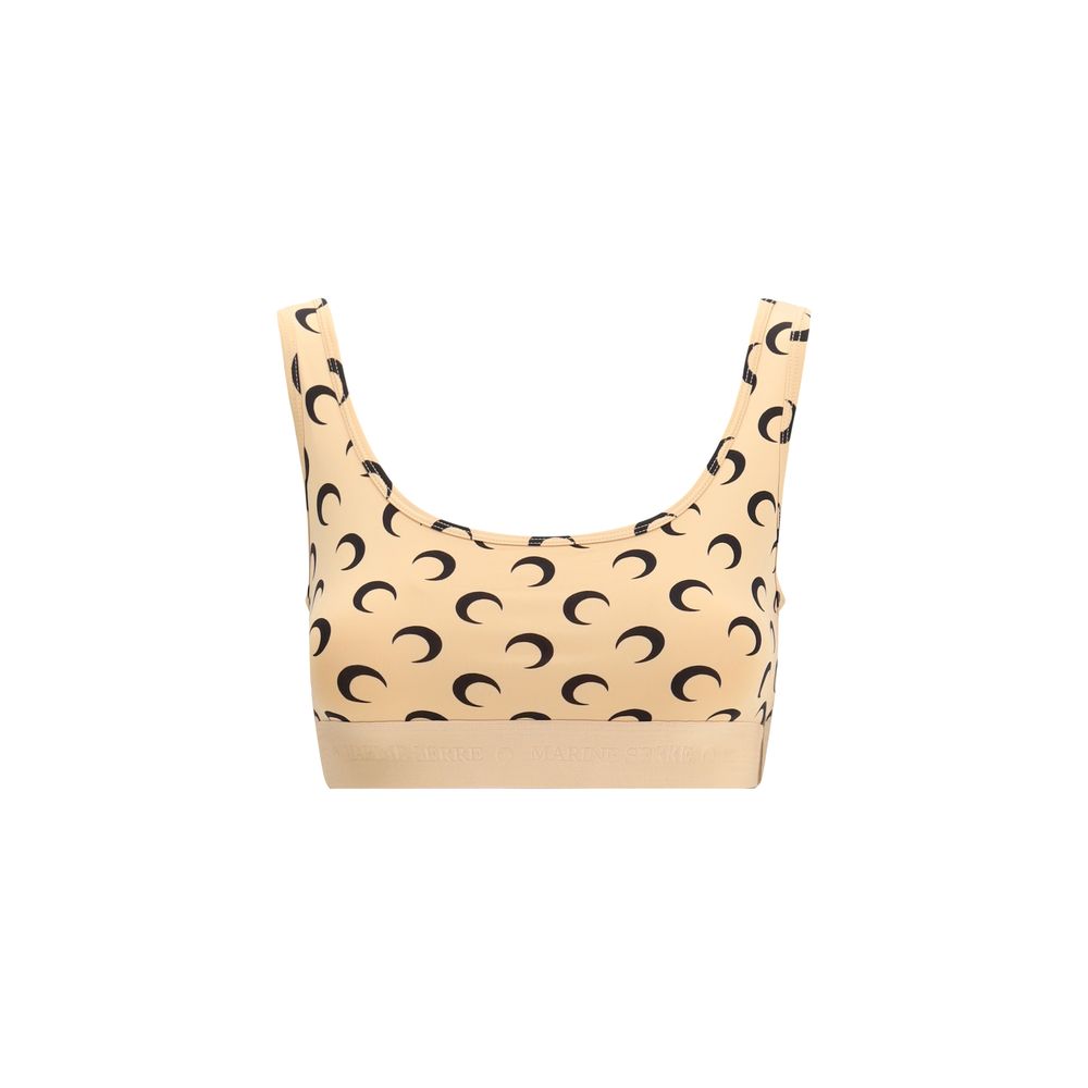 Marine Serre Beige Polyamide Sport Bra | Regal Royce