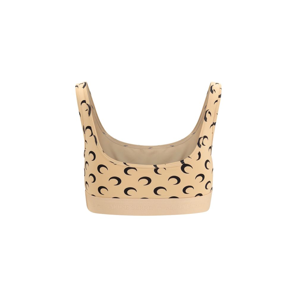 Marine Serre Beige Polyamide Sport Bra | Regal Royce