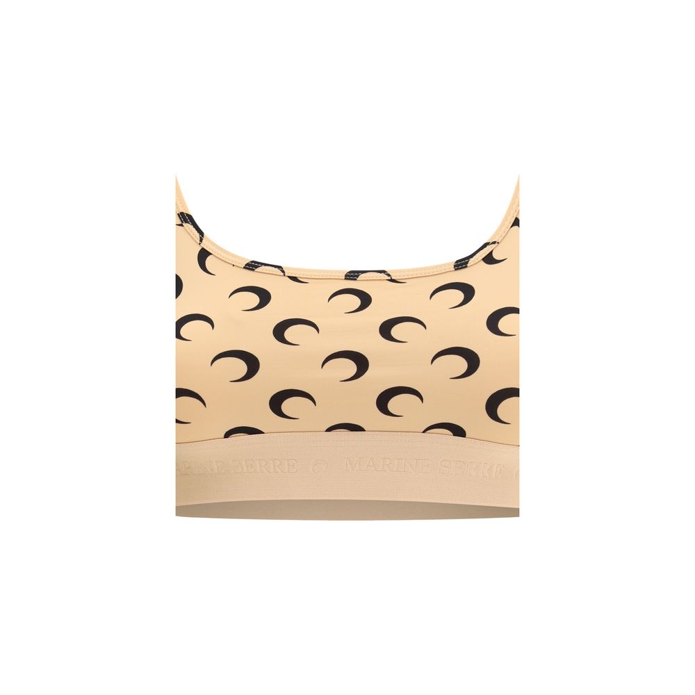 Marine Serre Beige Polyamide Sport Bra | Regal Royce