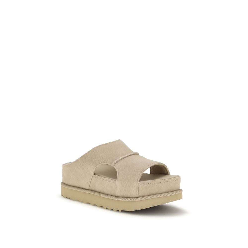 UGG Beige Calf Leather Bos Taurus Platform Sandals | Regal Royce