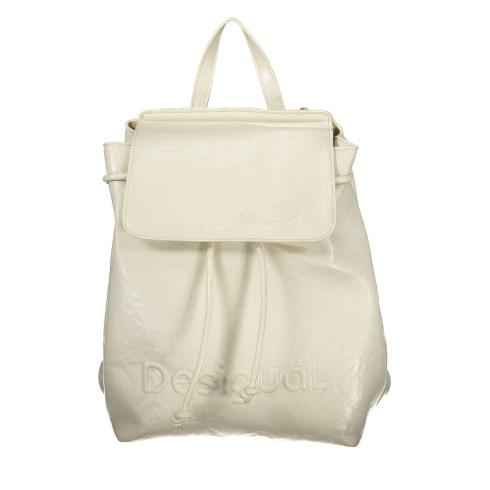 Desigual Ecru Polyurethane Women Backpack | Regal Royce