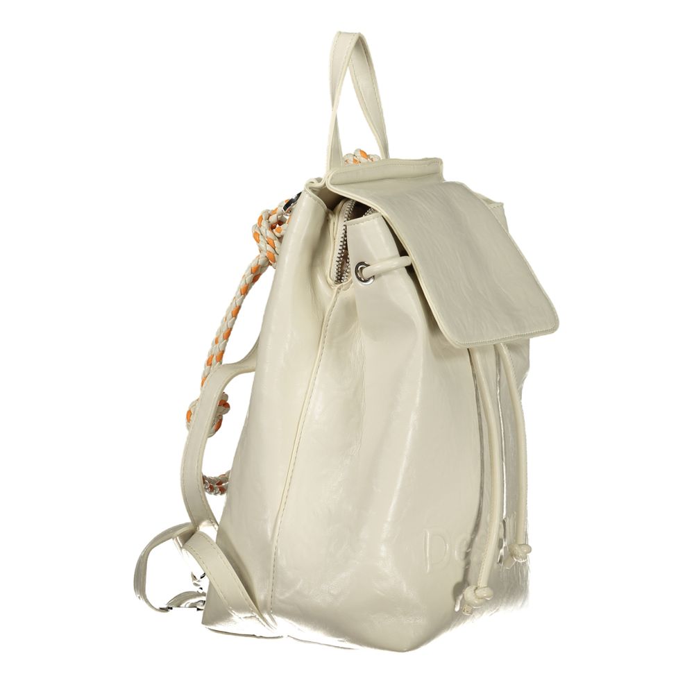 Desigual Ecru Polyurethane Women Backpack | Regal Royce