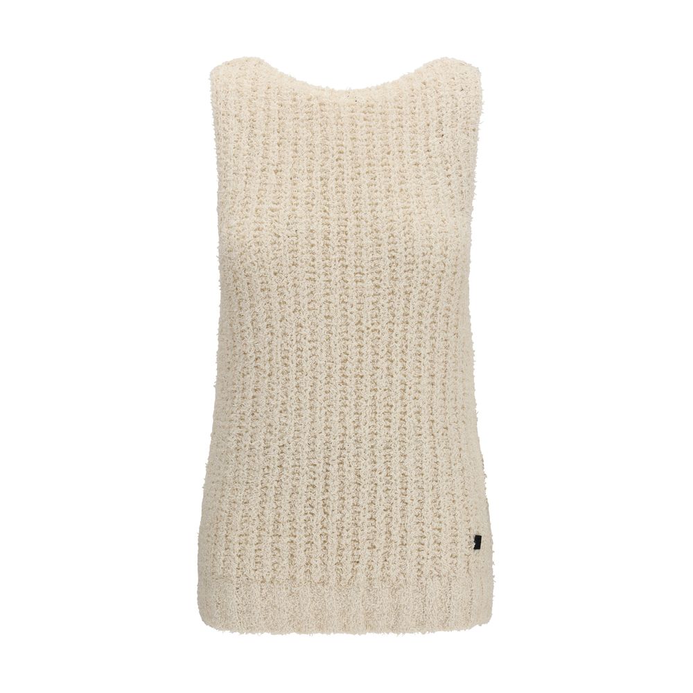 Balmain Beige Cotton Sleeveles Sweater | Regal Royce