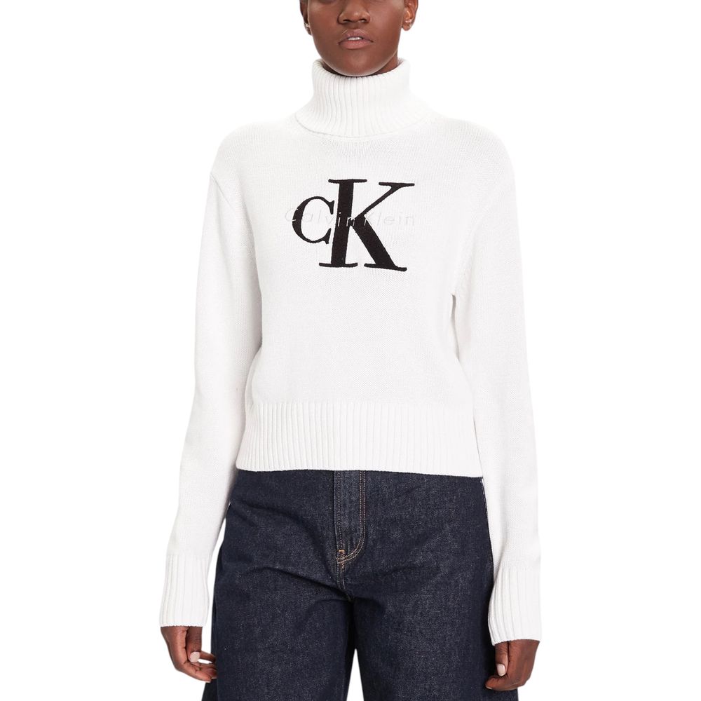 Calvin Klein Jeans White Cotton Turtleneck | Regal Royce