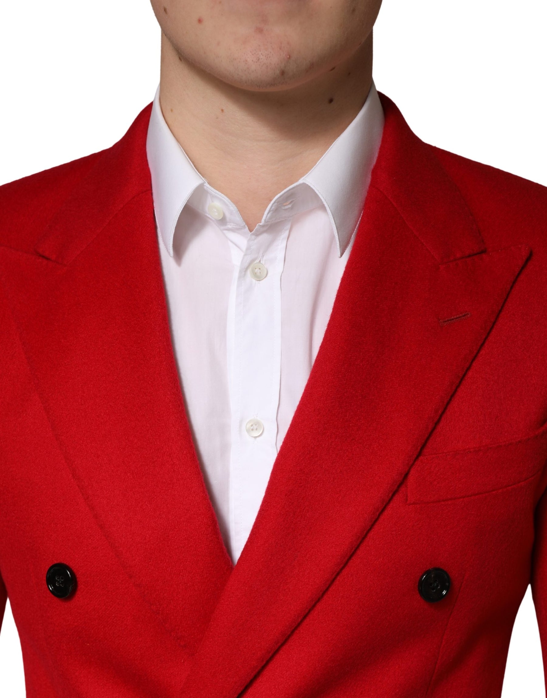 Dolce & Gabbana Red Cashmere Slim Fit Coat Jacket Blazer | Regal Royce