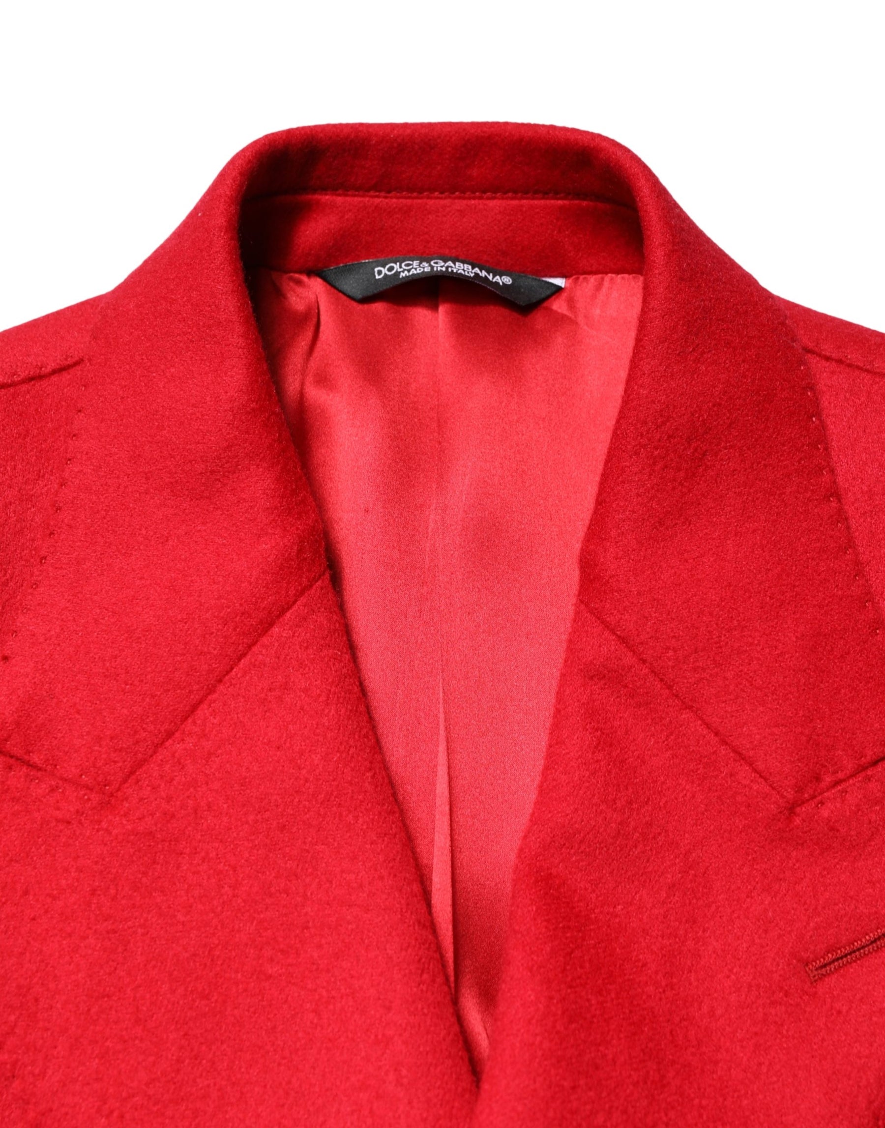 Dolce & Gabbana Red Cashmere Slim Fit Coat Jacket Blazer | Regal Royce