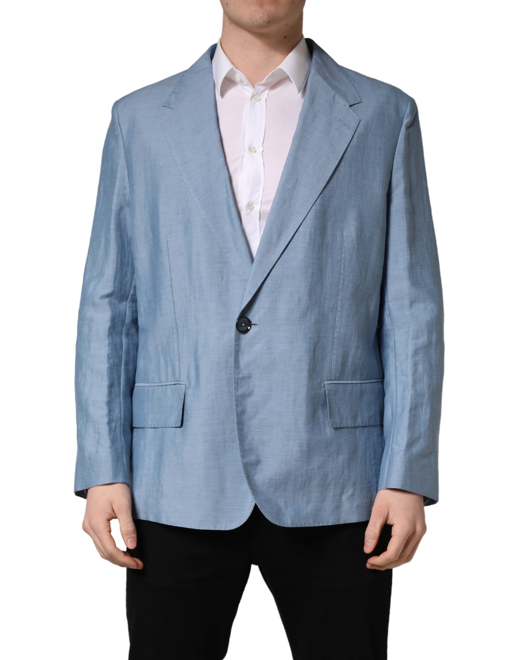 Dolce & Gabbana Light Blue Single Breasted Men Jacket Blazer | Regal Royce