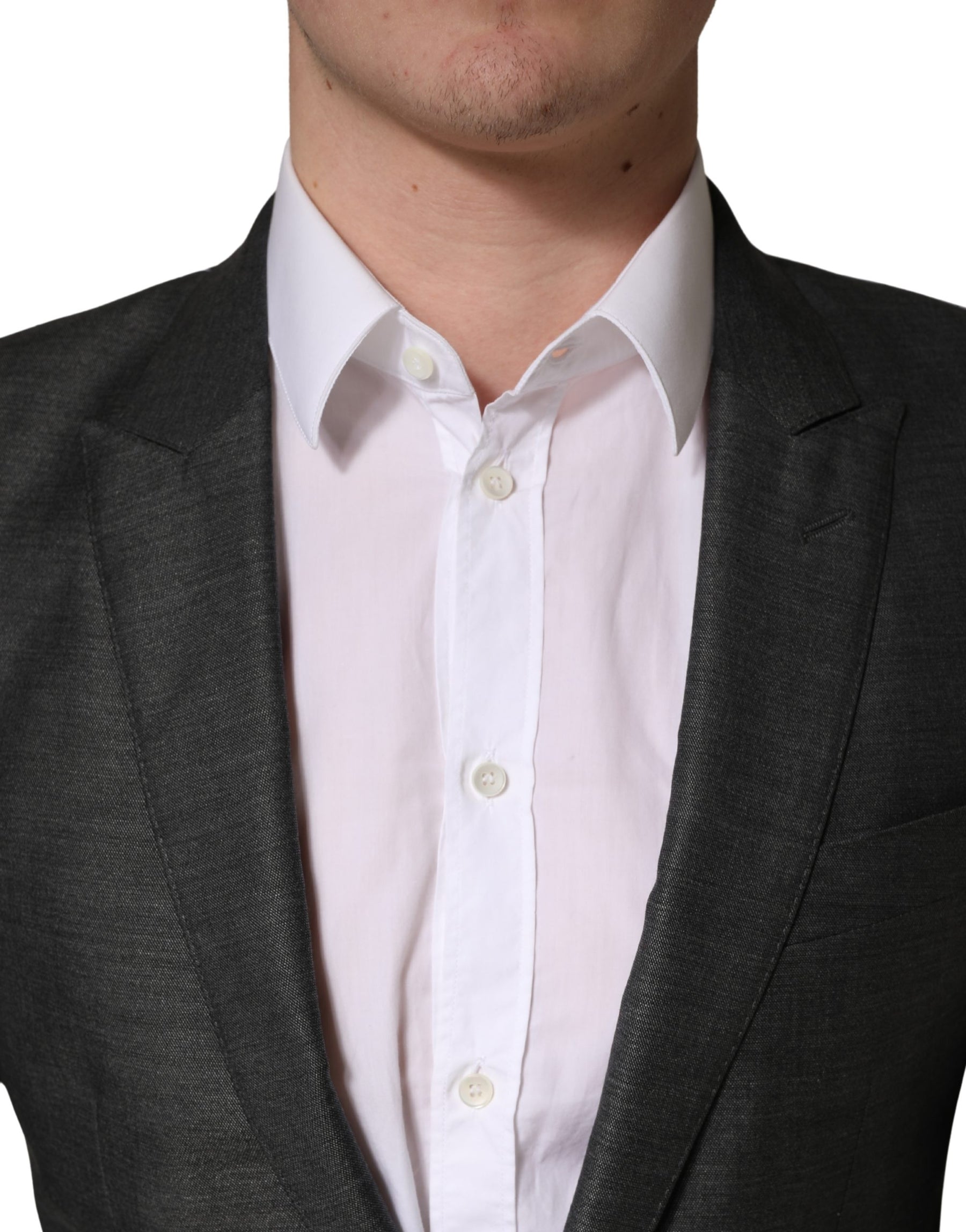 Dolce & Gabbana Dark Gray Wool Slim Fit Coat Jacket Blazer | Regal Royce