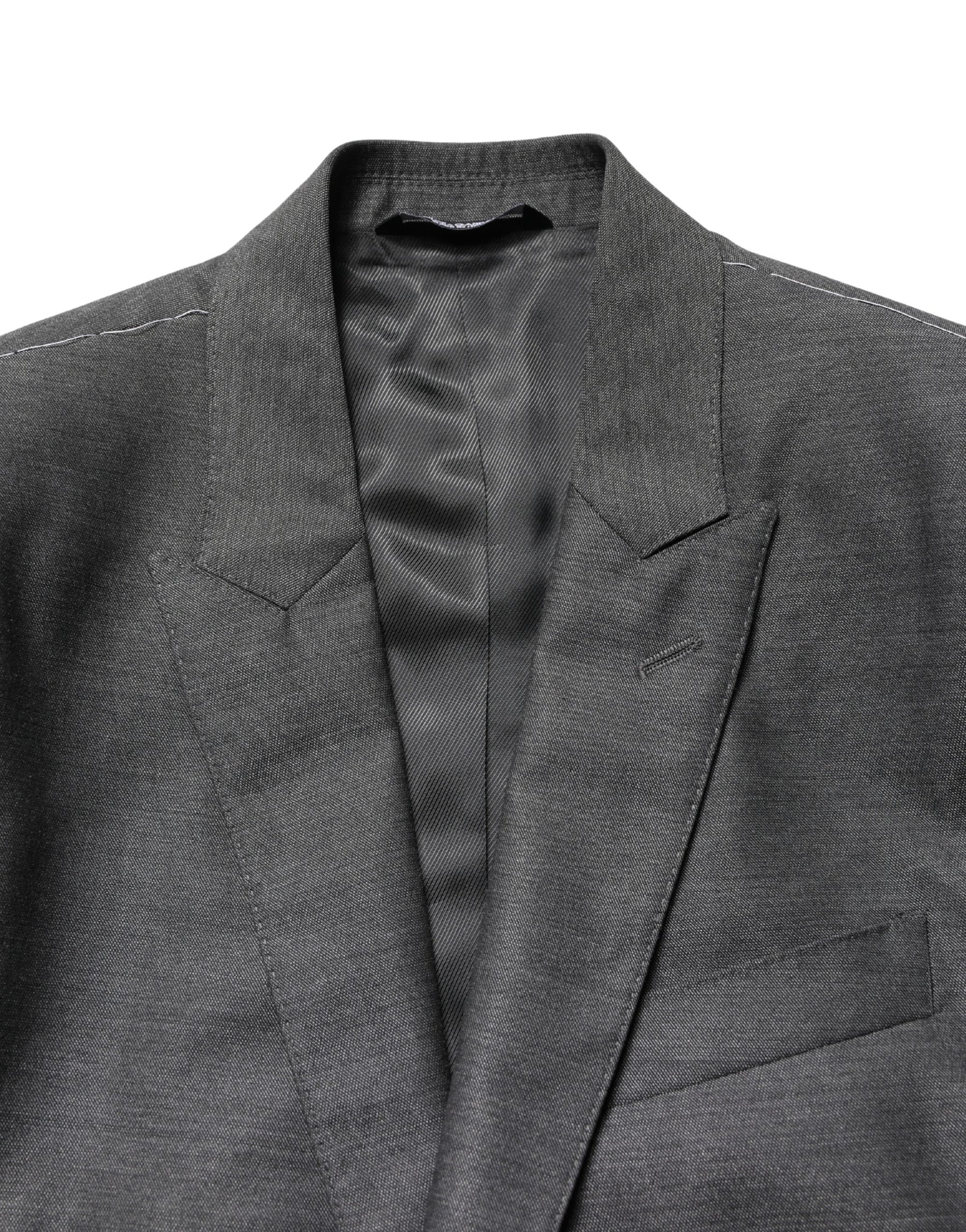 Dolce & Gabbana Dark Gray Wool Slim Fit Coat Jacket Blazer | Regal Royce