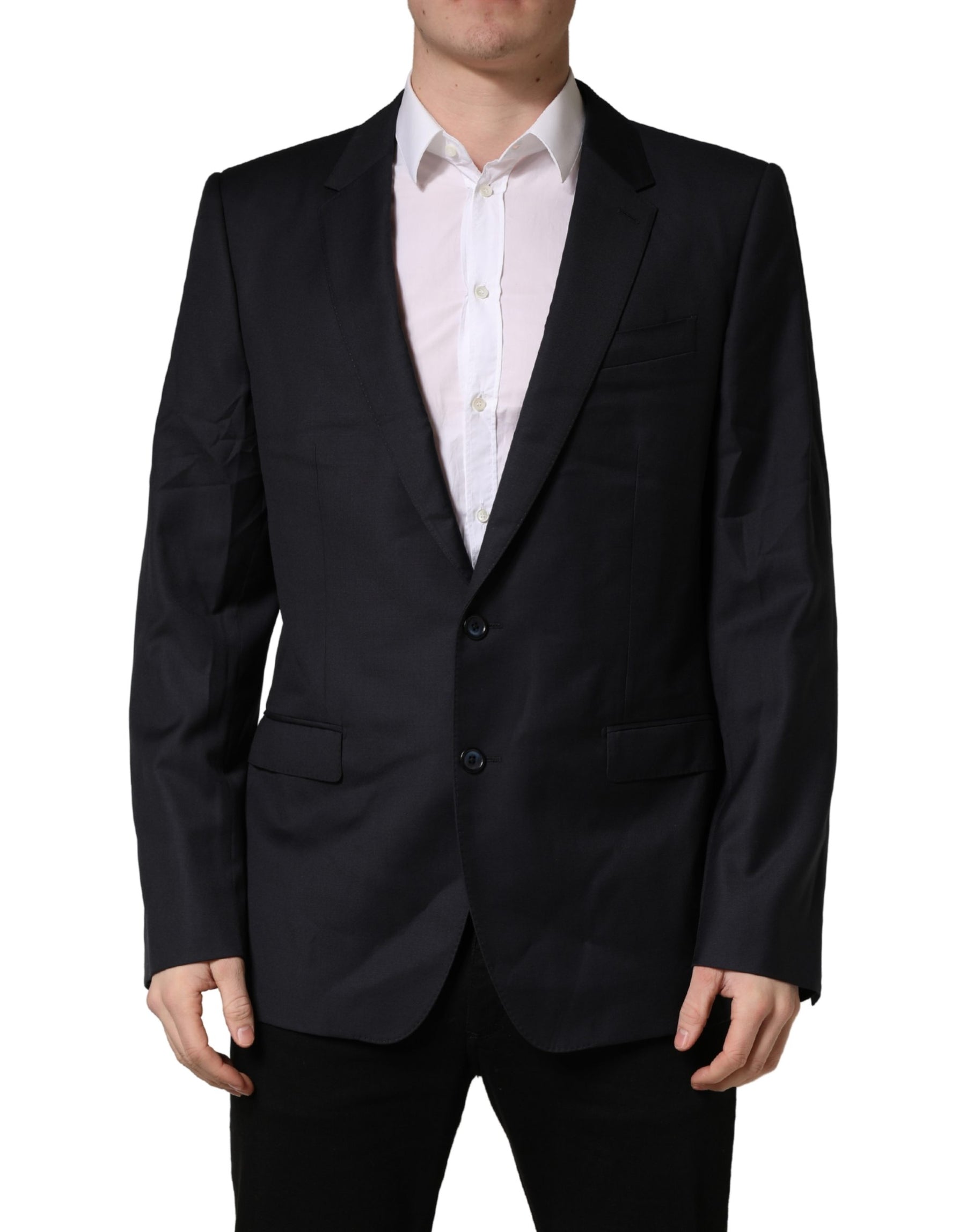 Dolce & Gabbana Black Wool Slim Fit Coat Men Jacket Blazer | Regal Royce