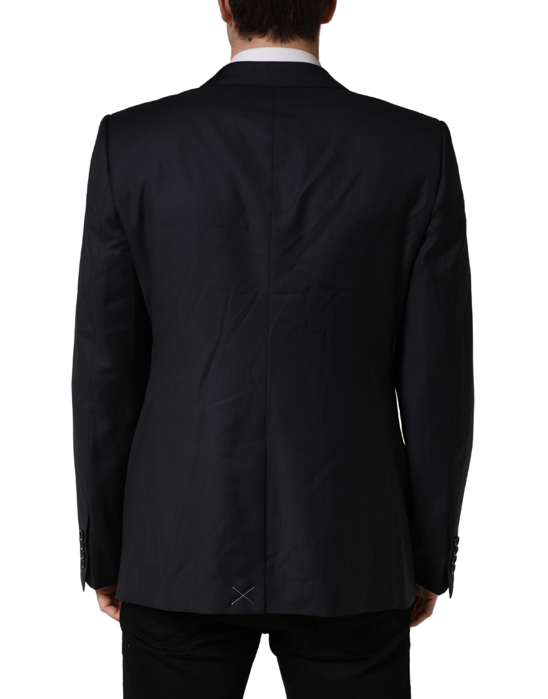 Dolce & Gabbana Black Wool Slim Fit Coat Men Jacket Blazer | Regal Royce