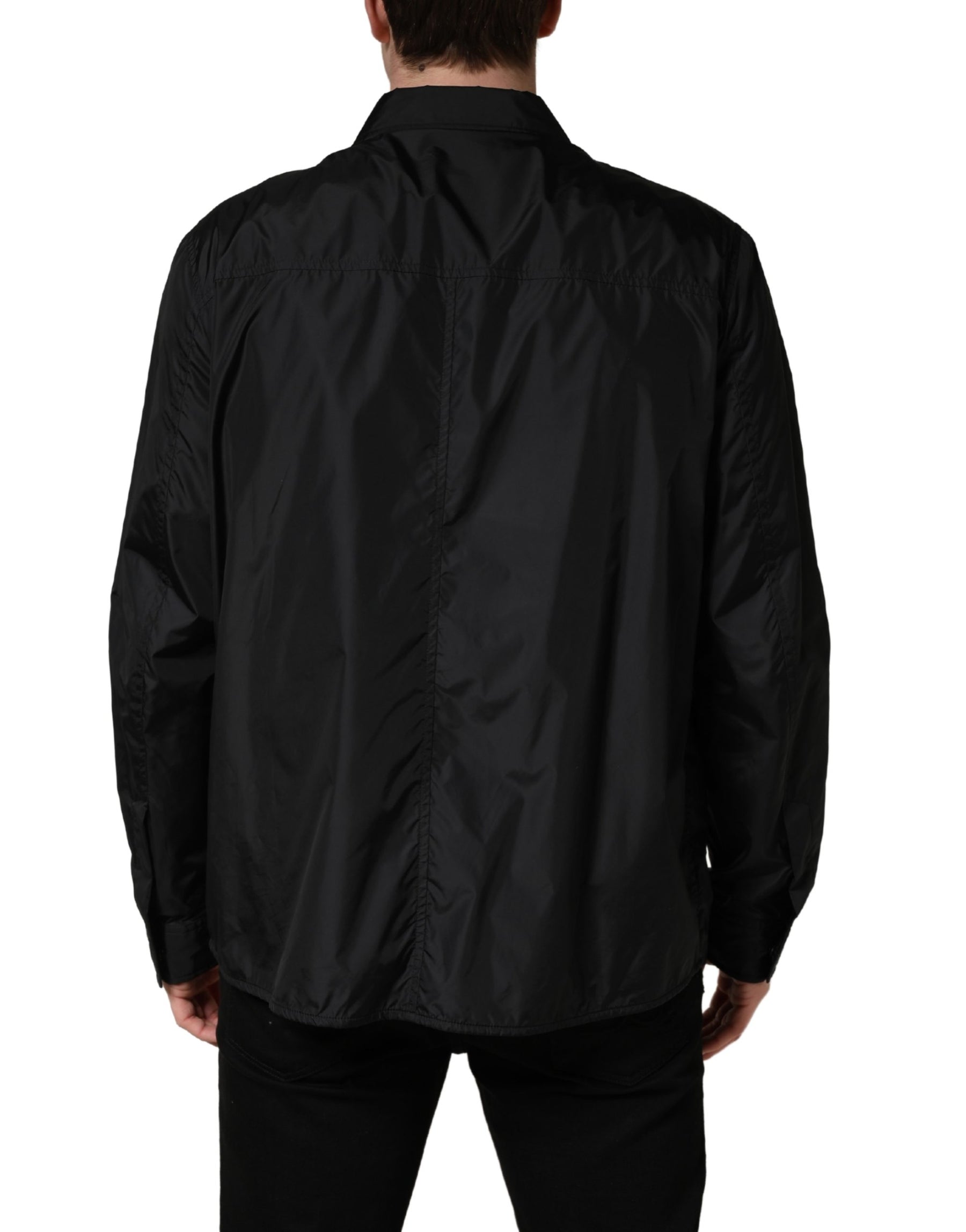 Dolce & Gabbana Black Logo Plaque Long Sleeves Shirt Jacket | Regal Royce
